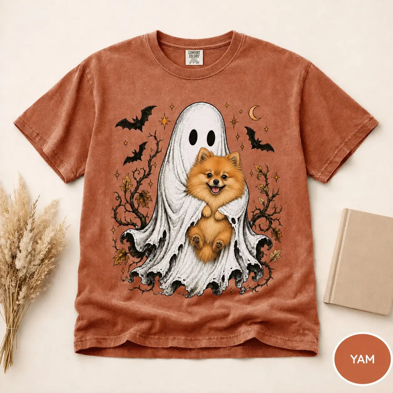 Comfort Colors 30+ Dog Breeds Custom Halloween Shirt, Cute Ghost Hug Graphic Tee, Pet Mom Fall Gift - photo 4