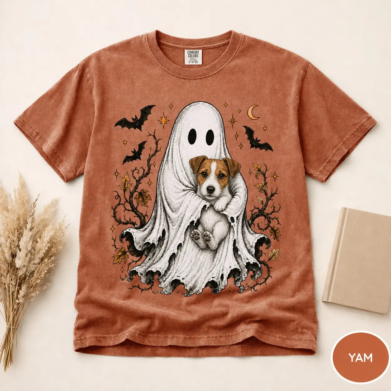 Comfort Colors 30+ Dog Breeds Custom Halloween Shirt, Cute Ghost Hug Graphic Tee, Pet Mom Fall Gift - photo 5