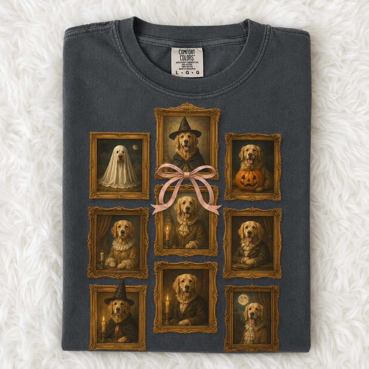 Comfort Colors Ghost Picture Frames Halloween Pepper Shirt, Funny Custom Dog Mom Vintage Tee - photo 2