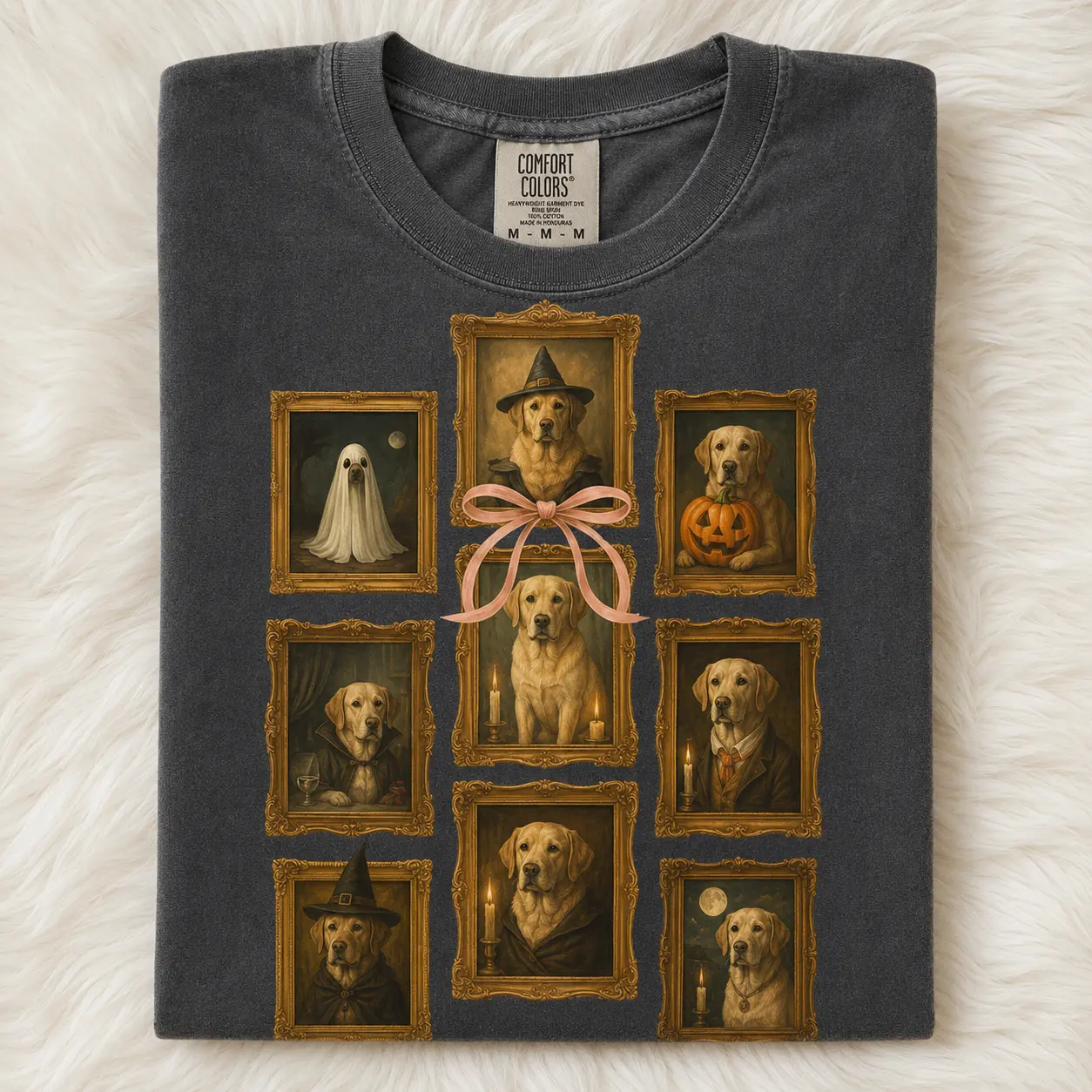 Comfort Colors Ghost Picture Frames Halloween Pepper Shirt, Funny Custom Dog Mom Vintage Tee - photo 3
