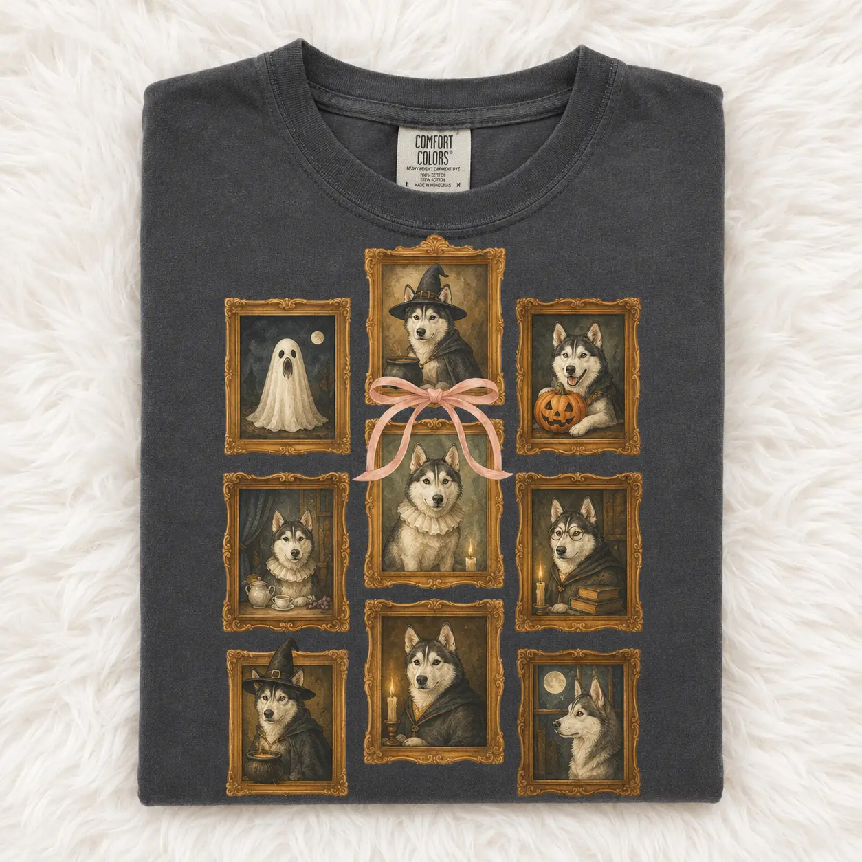 Comfort Colors Ghost Picture Frames Halloween Pepper Shirt, Funny Custom Dog Mom Vintage Tee - photo 5