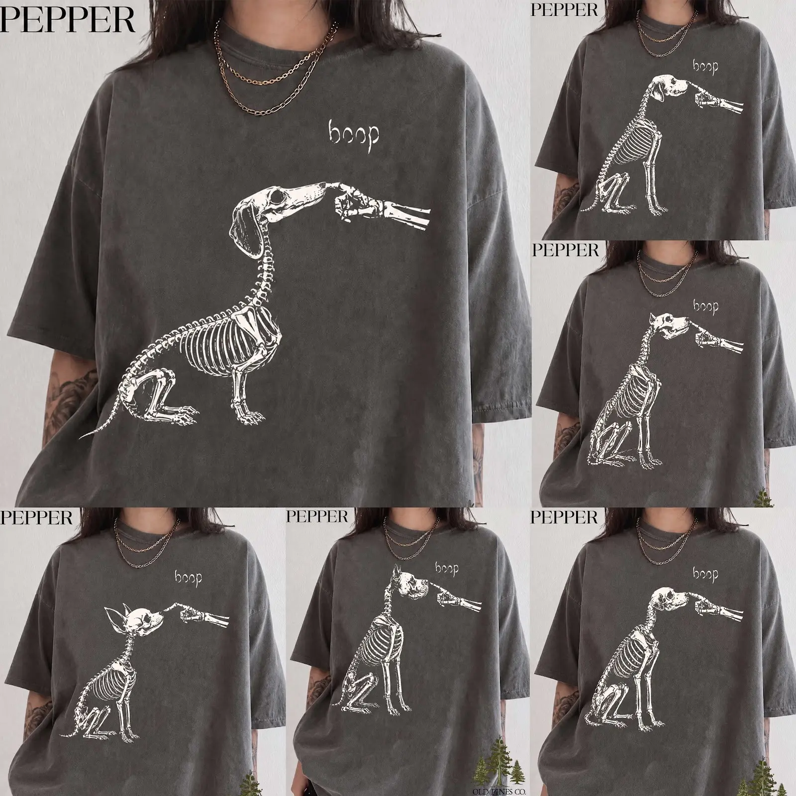 Comfort Colors Custom Dog Breed Skeleton Shirt, Boop Bones Halloween Tee, Funny Spooky Pet Lover Gift