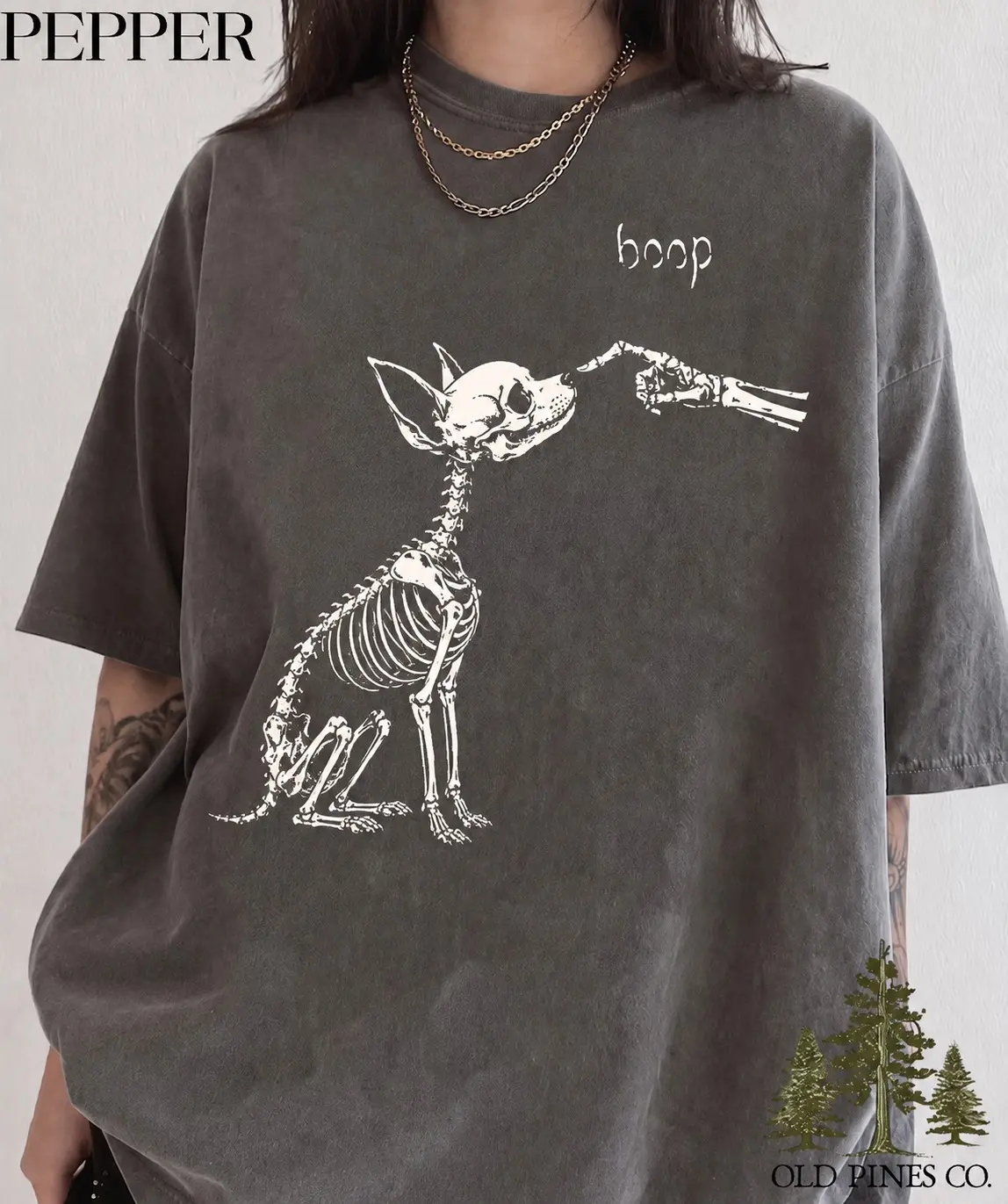 Comfort Colors Custom Dog Breed Skeleton Shirt, Boop Bones Halloween Tee, Funny Spooky Pet Lover Gift - photo 2