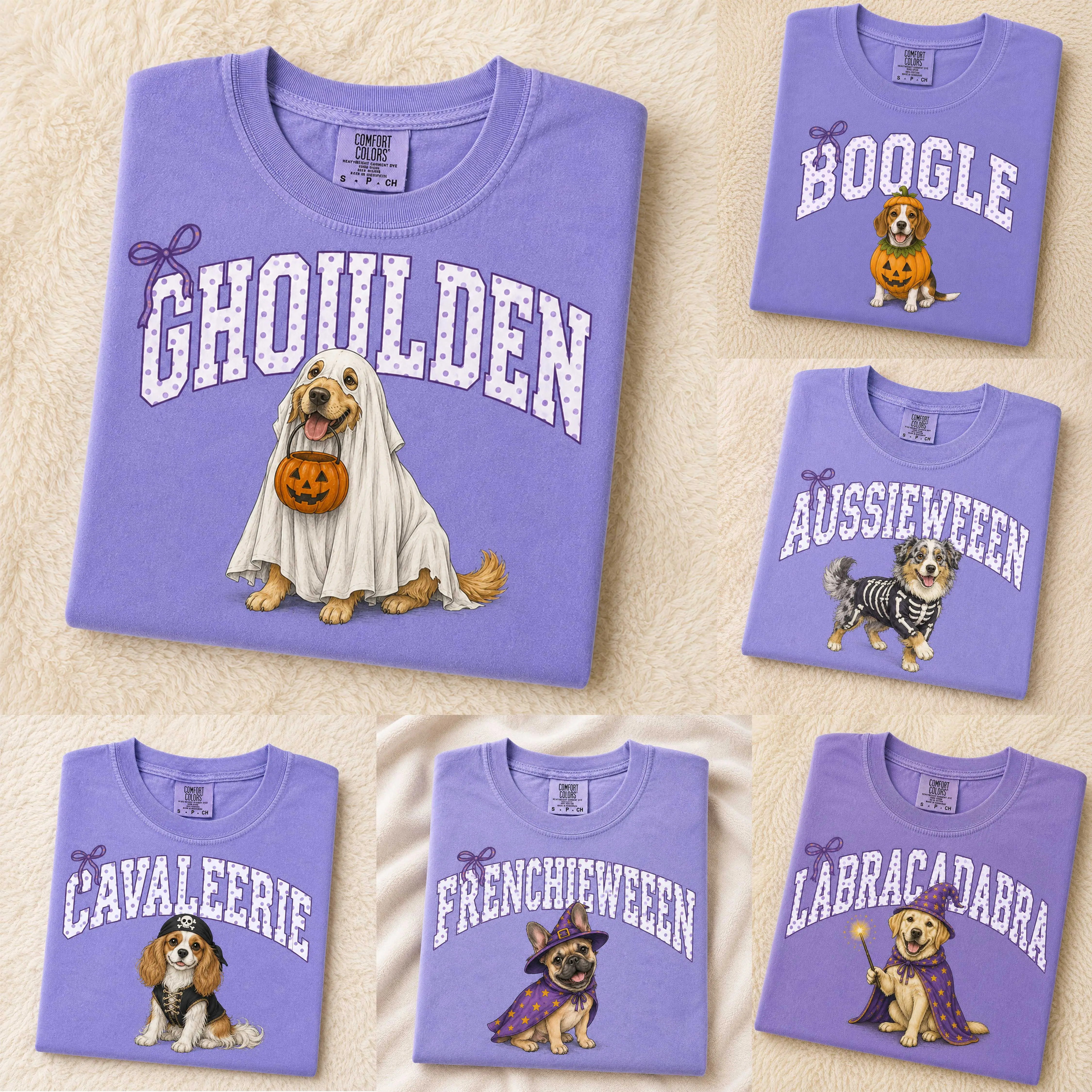 Comfort Colors Vintage Halloween Dog Mom Shirt, Labrador Golden Dachshund Poodle Breed Tee, Funny Gift