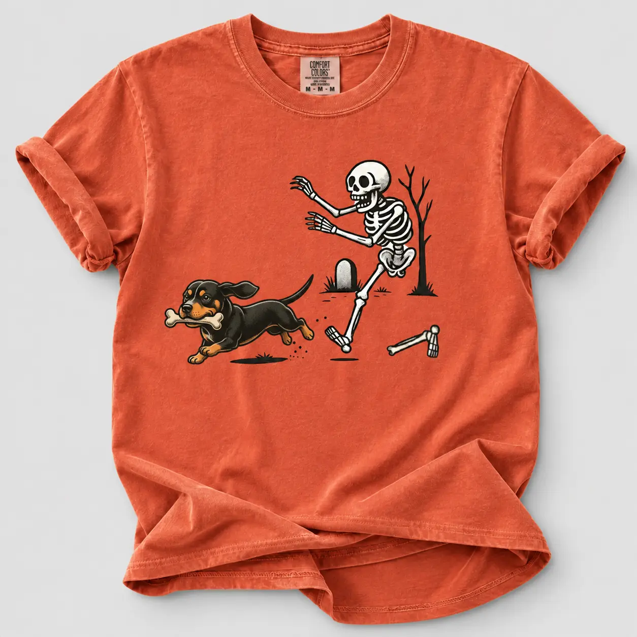 Comfort Colors 50+ Dog Breeds Andd Skeleton Funny Halloween Yam Shirt, Spooky Dog Lover Gift, Fall Graphic Pumpkin Top - photo 3