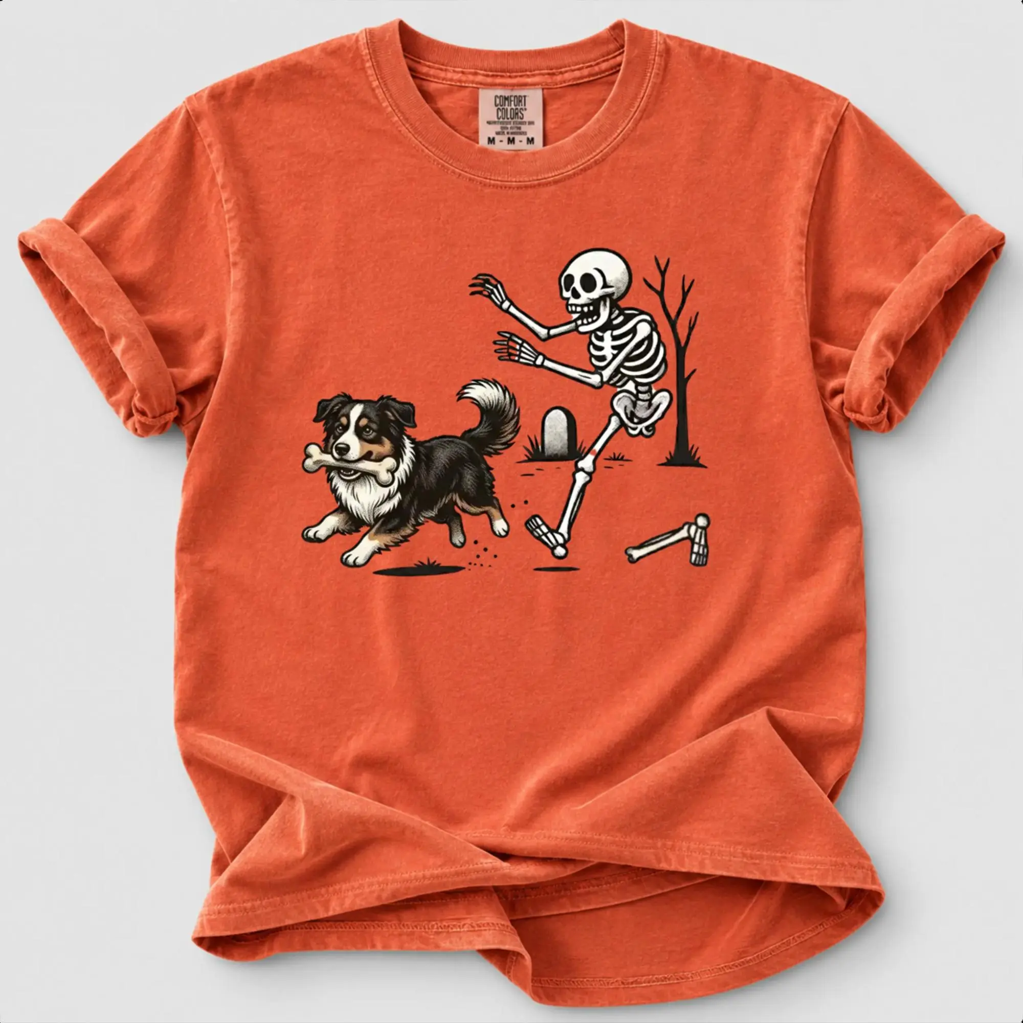 Comfort Colors 50+ Dog Breeds Andd Skeleton Funny Halloween Yam Shirt, Spooky Dog Lover Gift, Fall Graphic Pumpkin Top - photo 4