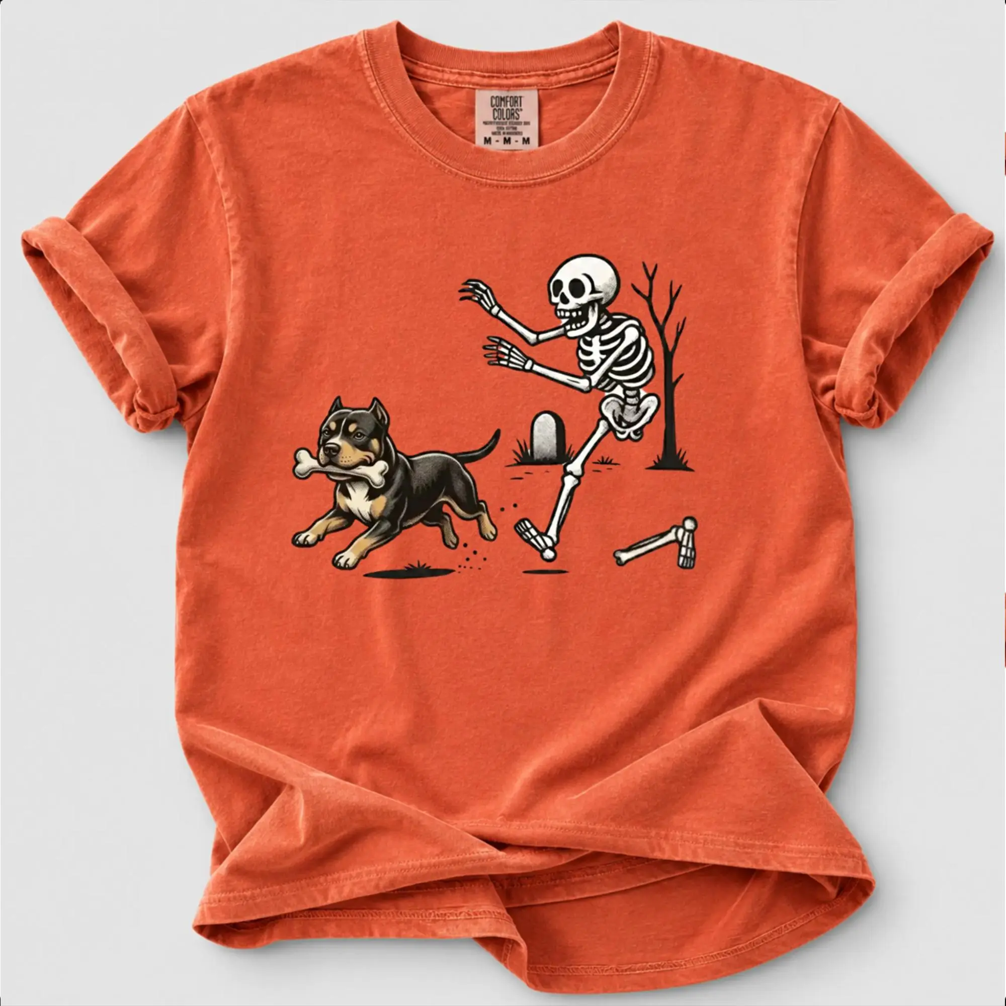 Comfort Colors 50+ Dog Breeds Andd Skeleton Funny Halloween Yam Shirt, Spooky Dog Lover Gift, Fall Graphic Pumpkin Top - photo 5