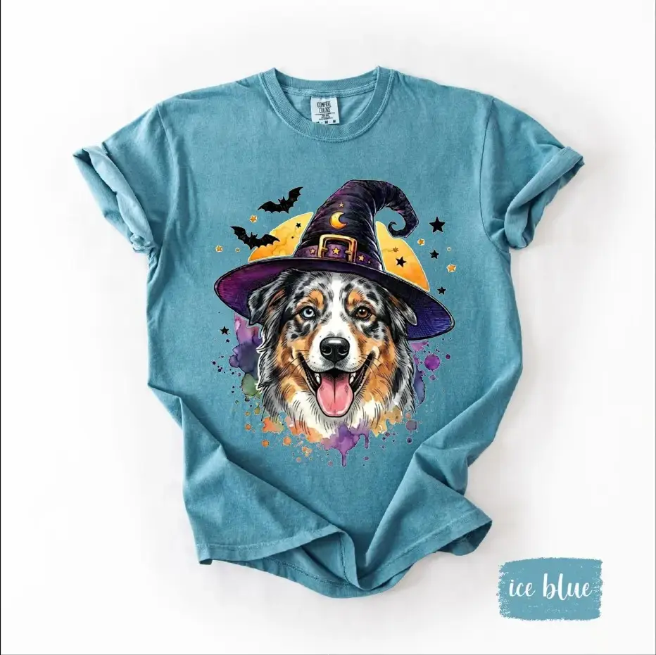 Comfort Colors 50+ Dog Breeds Halloween Shirt, Cute Witch Hat Graphic Tee, Funny Puppy Lover Gift - photo 5