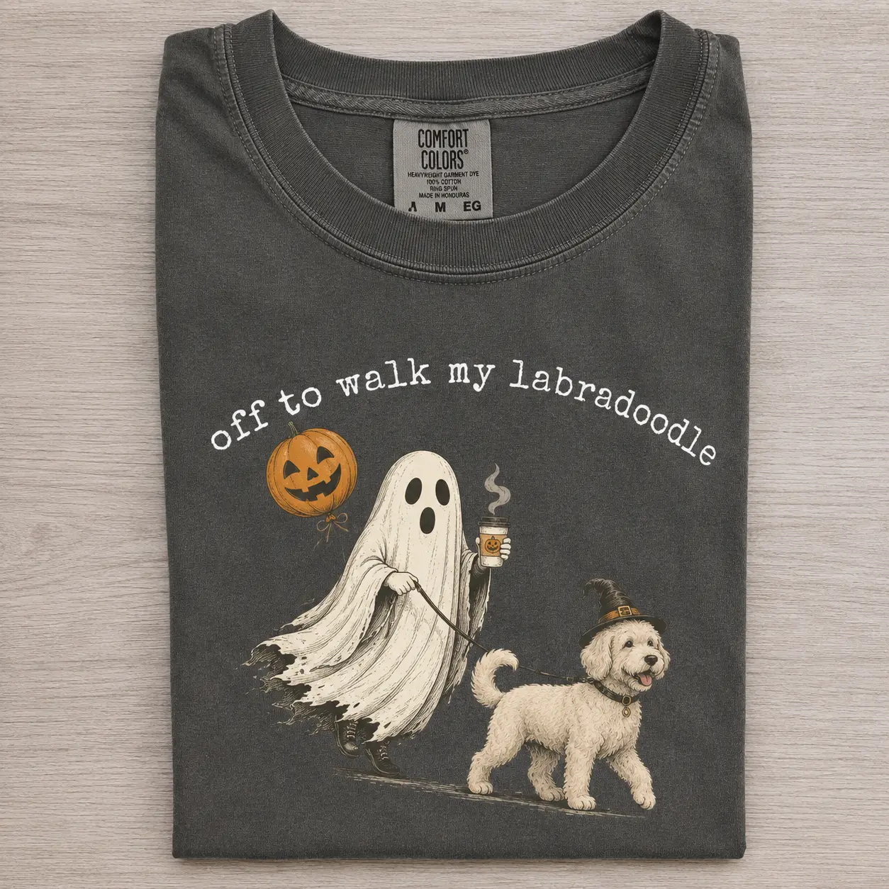 Comfort Colors 50+ Breeds Off To Walk My Dog Halloween Pepper Shirt, Funny Dachshund Ghost Spooky Lover Tee - photo 3