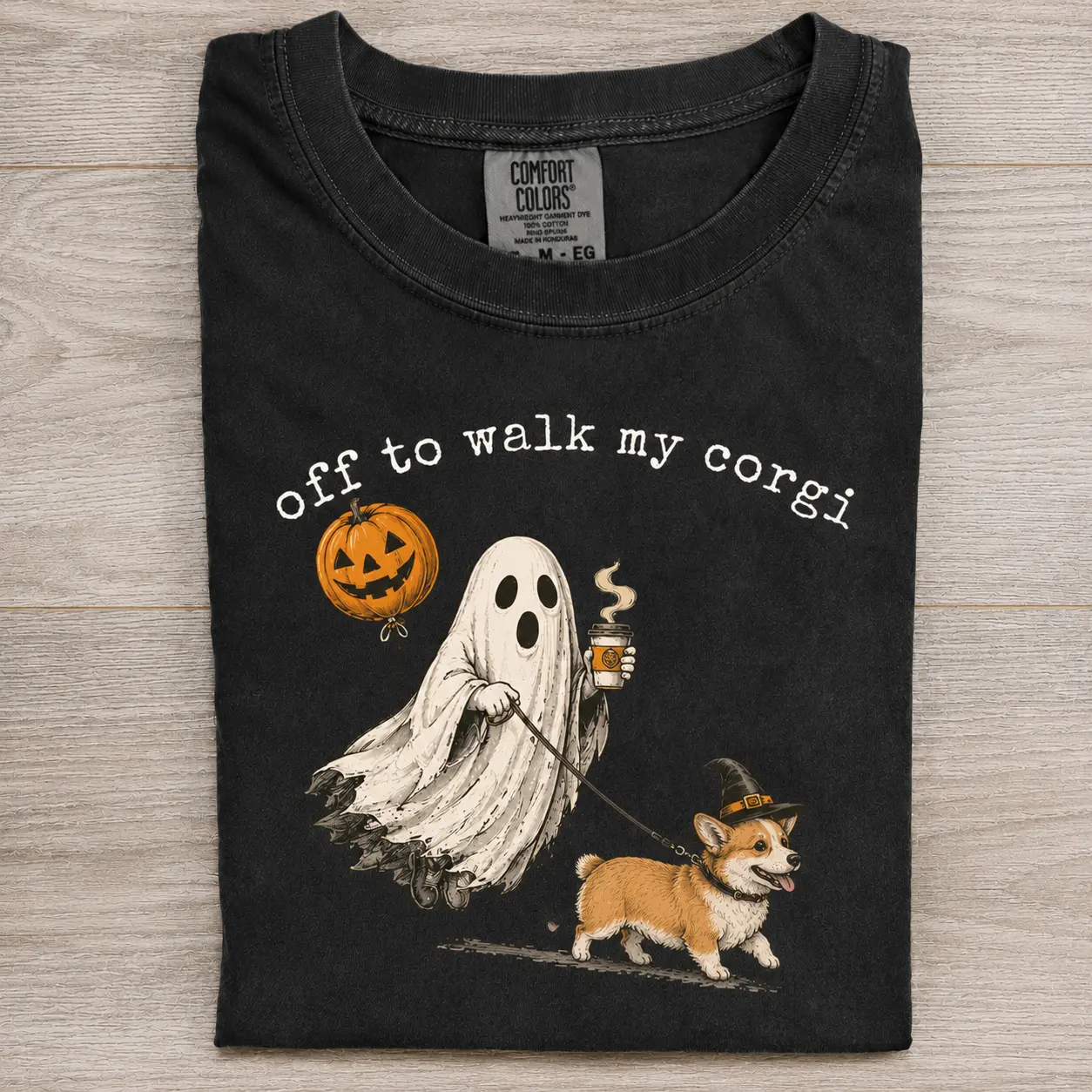Comfort Colors 50+ Breeds Off To Walk My Dog Halloween Pepper Shirt, Funny Dachshund Ghost Spooky Lover Tee - photo 4