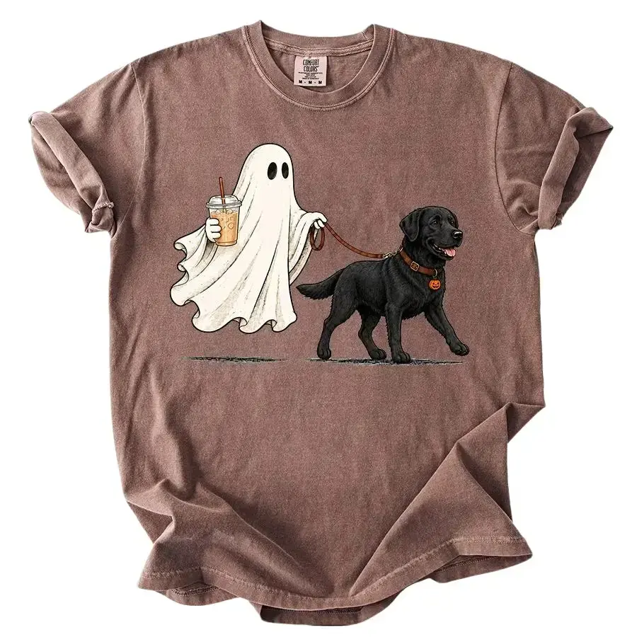 Comfort Colors Cute Ghost Dog Iced Coffee Shirt, Custom Breed Halloween Tee, Spooky Season Pet Lover Gift - photo 5