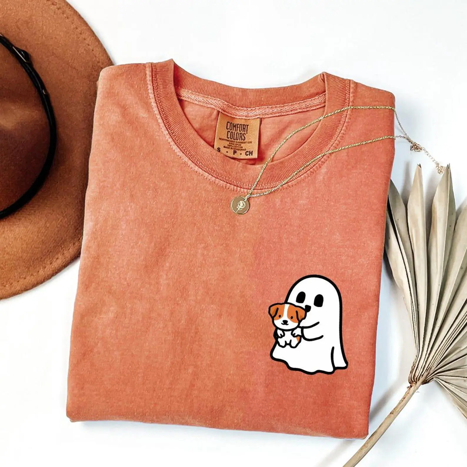 Comfort Colors 50+ Dog Breeds Cute Ghost Shirt, Halloween Pet Lover Graphic Tee, Spooky Season Gift