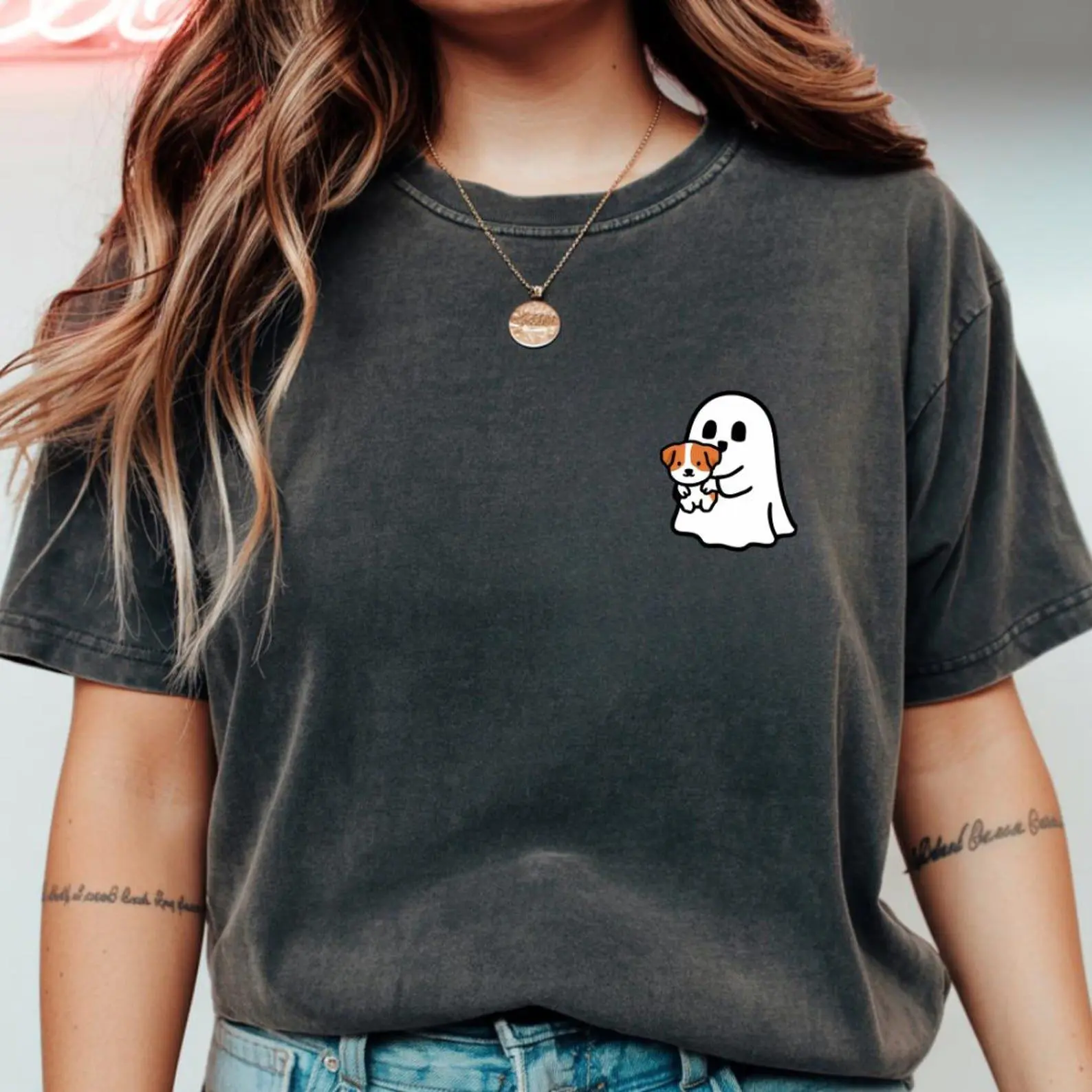 Comfort Colors 50+ Dog Breeds Cute Ghost Shirt, Halloween Pet Lover Graphic Tee, Spooky Season Gift - photo 3