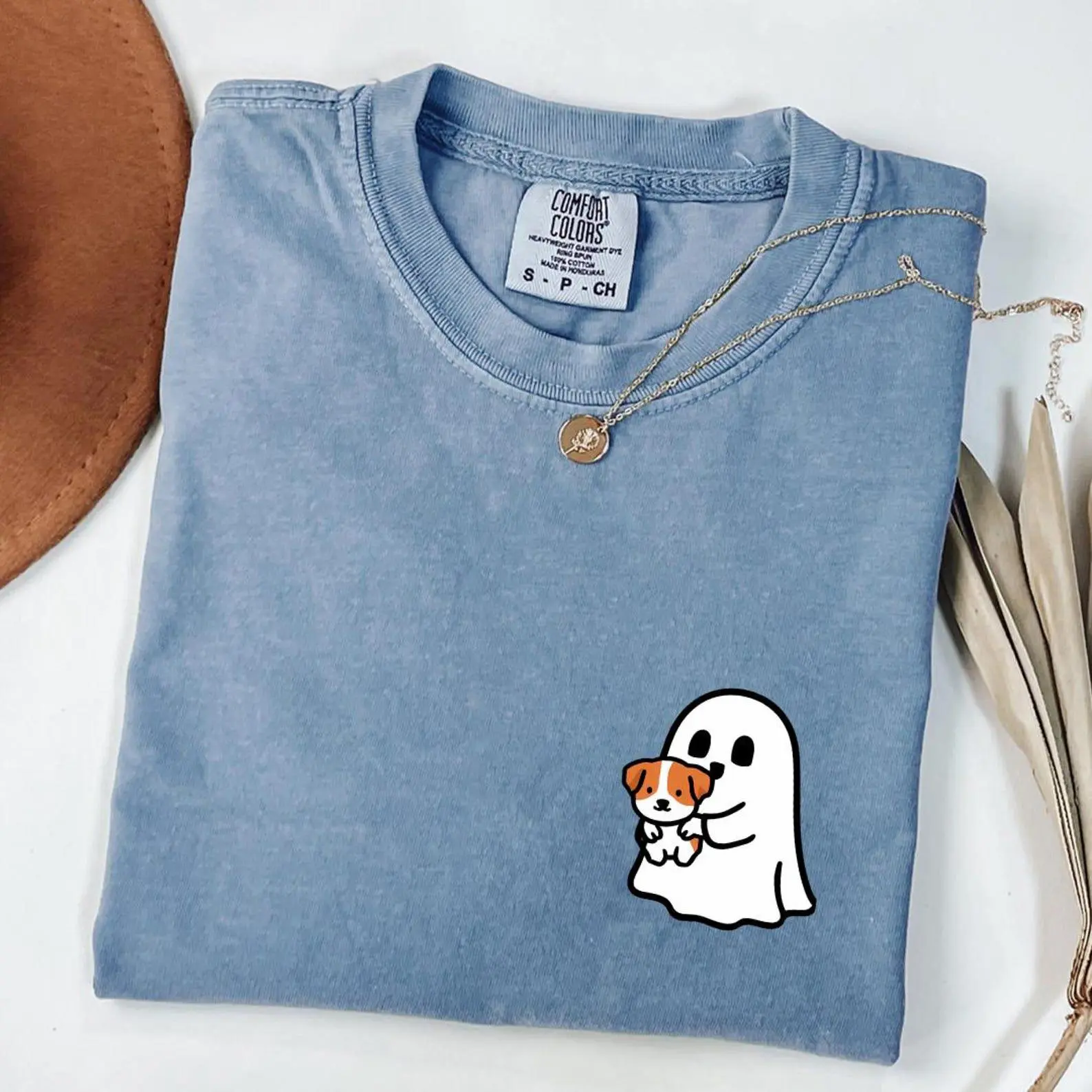 Comfort Colors 50+ Dog Breeds Cute Ghost Shirt, Halloween Pet Lover Graphic Tee, Spooky Season Gift - photo 4