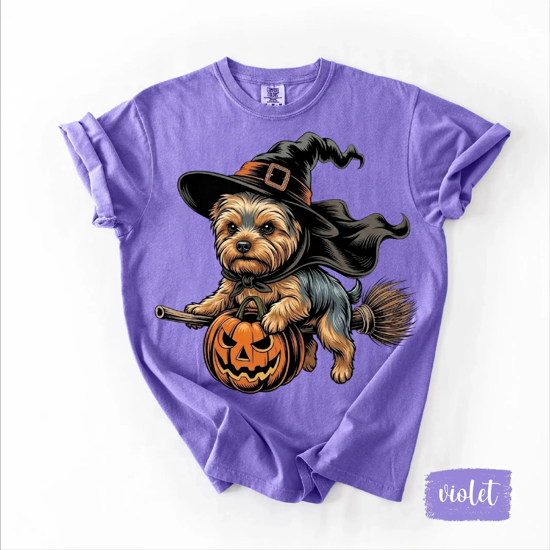 Comfort Colors 50+ Breed Halloween Shirt for Dog Lovers, Funny Witch Costume Print Tee, Cute Spooky Style - photo 3