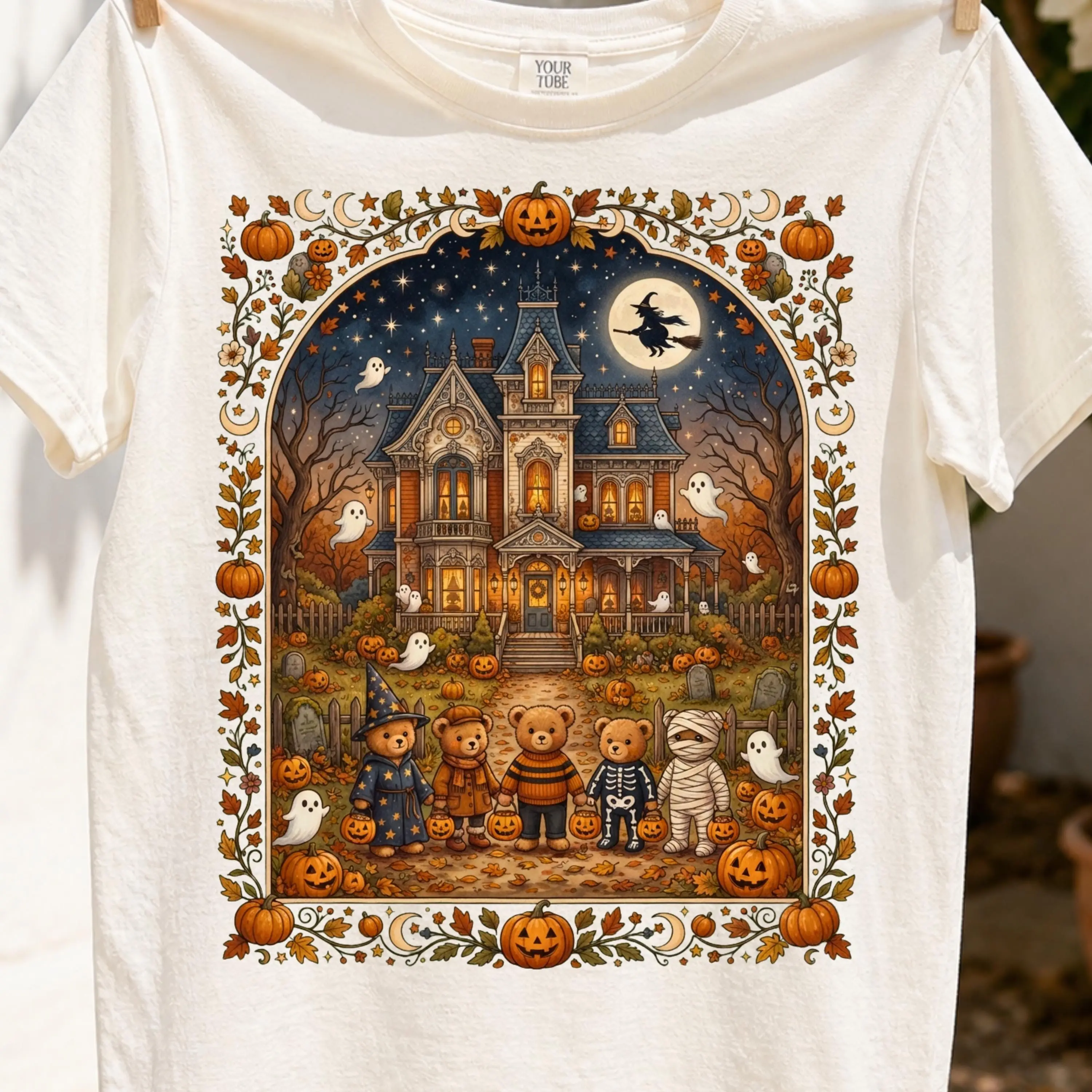 Comfort Colors 90s Bears Halloween Trick Or Treat Shirt, Retro Vintage Fall Autumn Tee for Boys and Girls