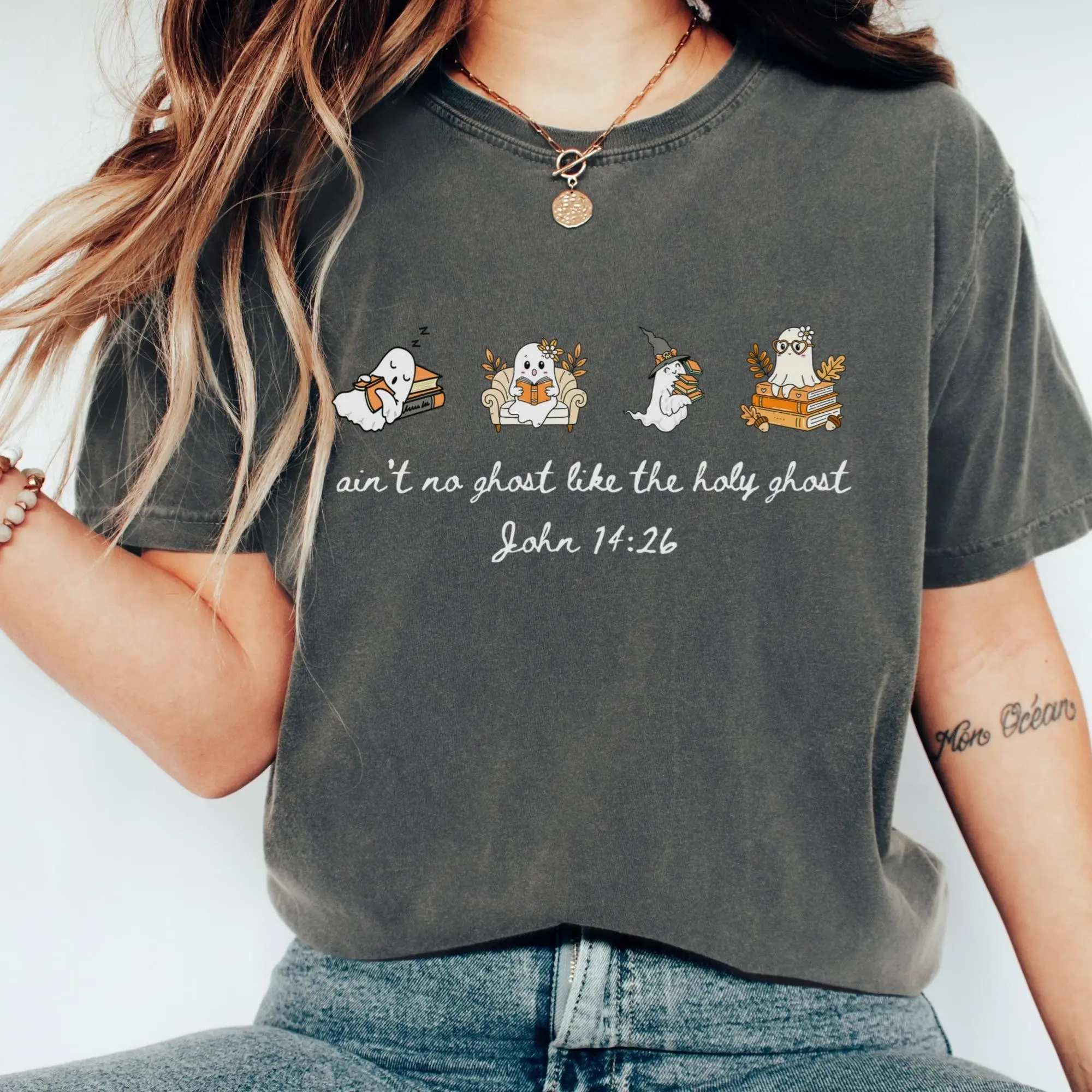 Comfort Colors Ain't No Ghost Like the Holy Ghost Shirt, Christian Halloween Cozy Autumn Fall Tee - photo 3