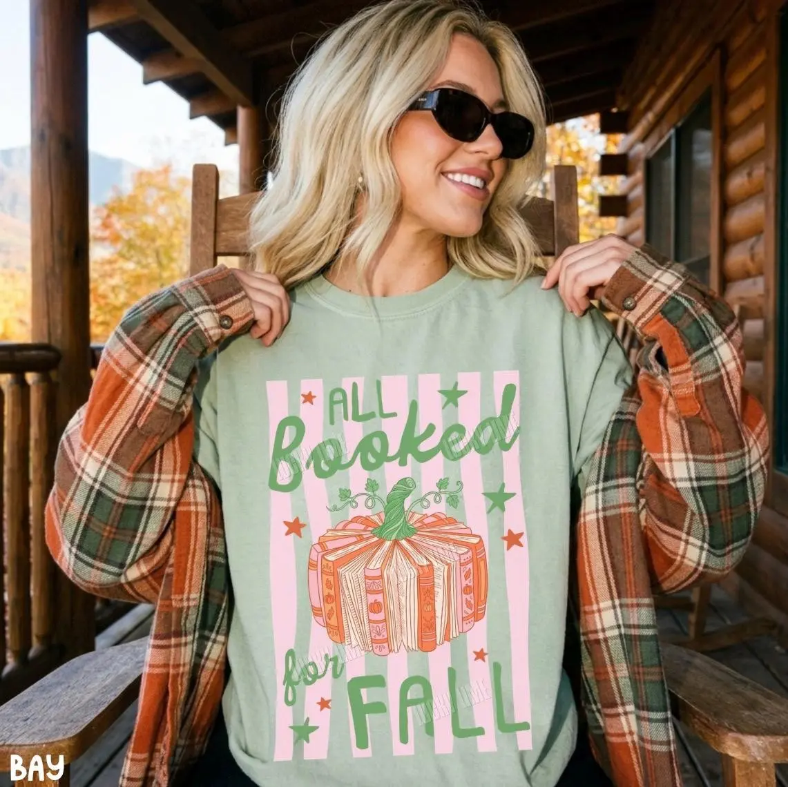 Comfort Colors All Booked for Fall Shirt, Pumpkin Bookish Tee, Preppy Autumn Gift for Book Lovers - photo 3