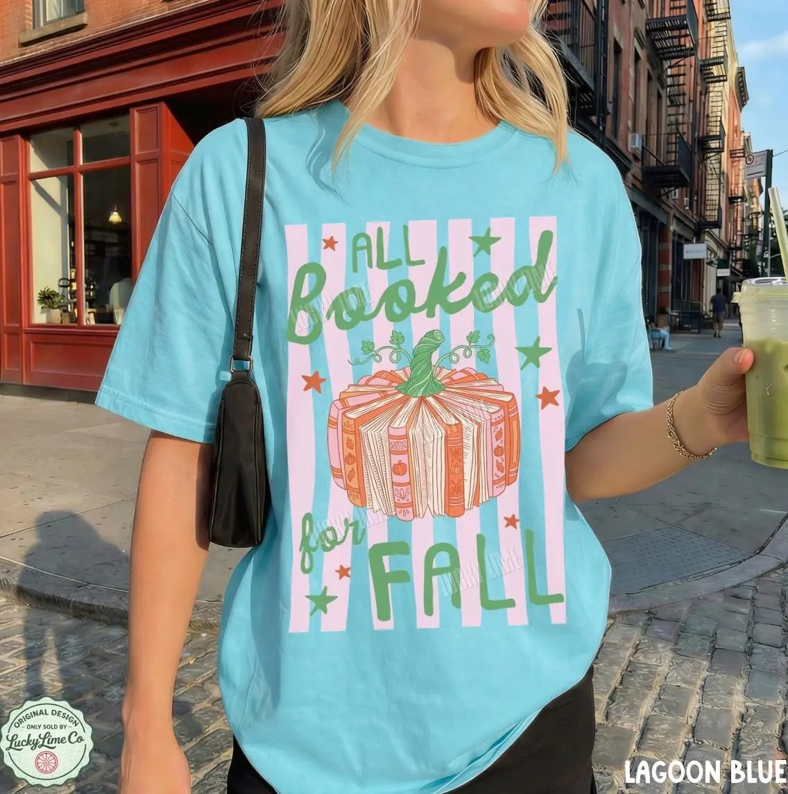 Comfort Colors All Booked for Fall Shirt, Pumpkin Bookish Tee, Preppy Autumn Gift for Book Lovers - photo 4