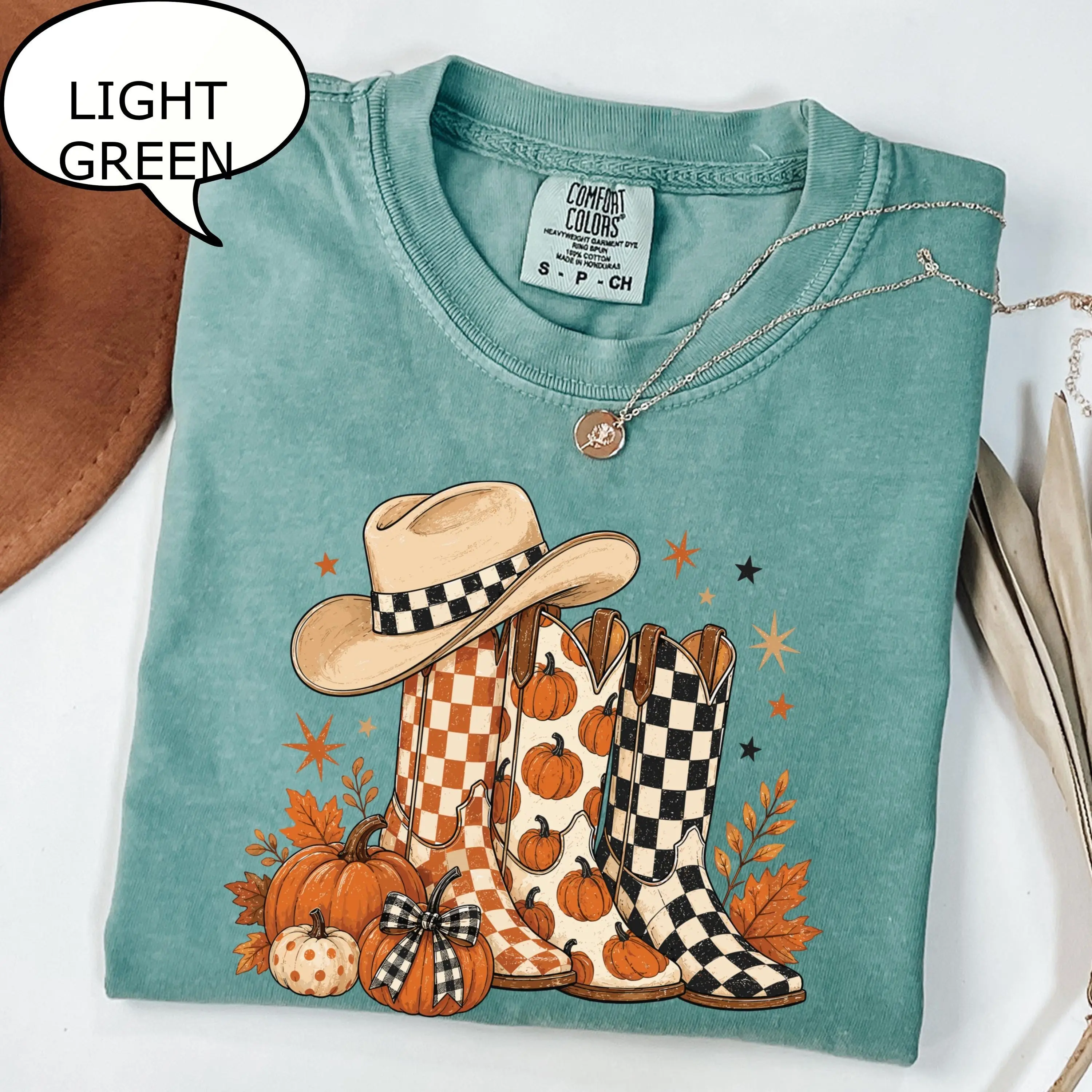 Comfort Colors Autumn Boots T-Shirt, Western Fall Cowboy Tee, Country Woman Season Top - photo 3