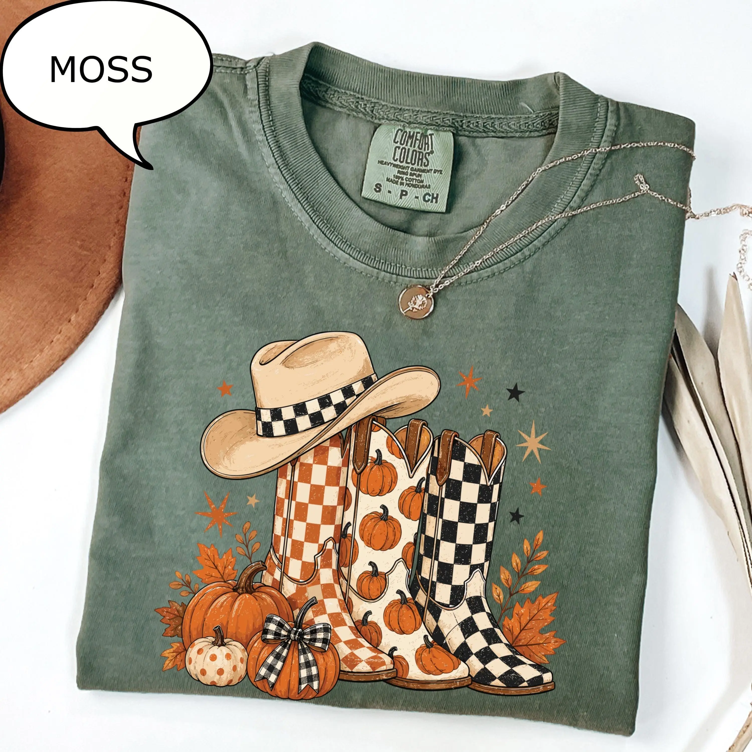 Comfort Colors Autumn Boots T-Shirt, Western Fall Cowboy Tee, Country Woman Season Top - photo 5