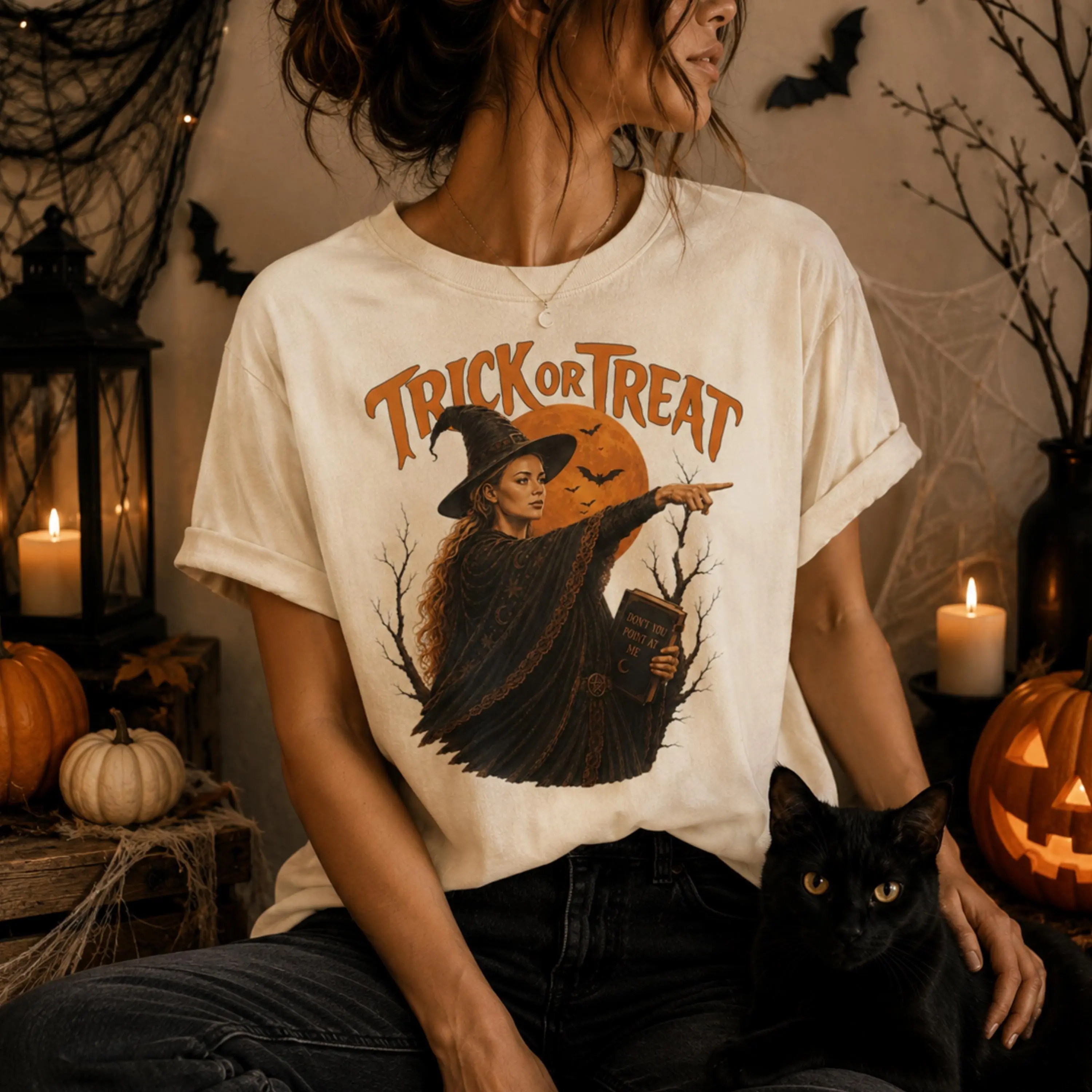 Comfort Colors Basketball Sophie Trick Or Treat Shirt, Don't Point At Me Witch Funny Halloween Season Tee