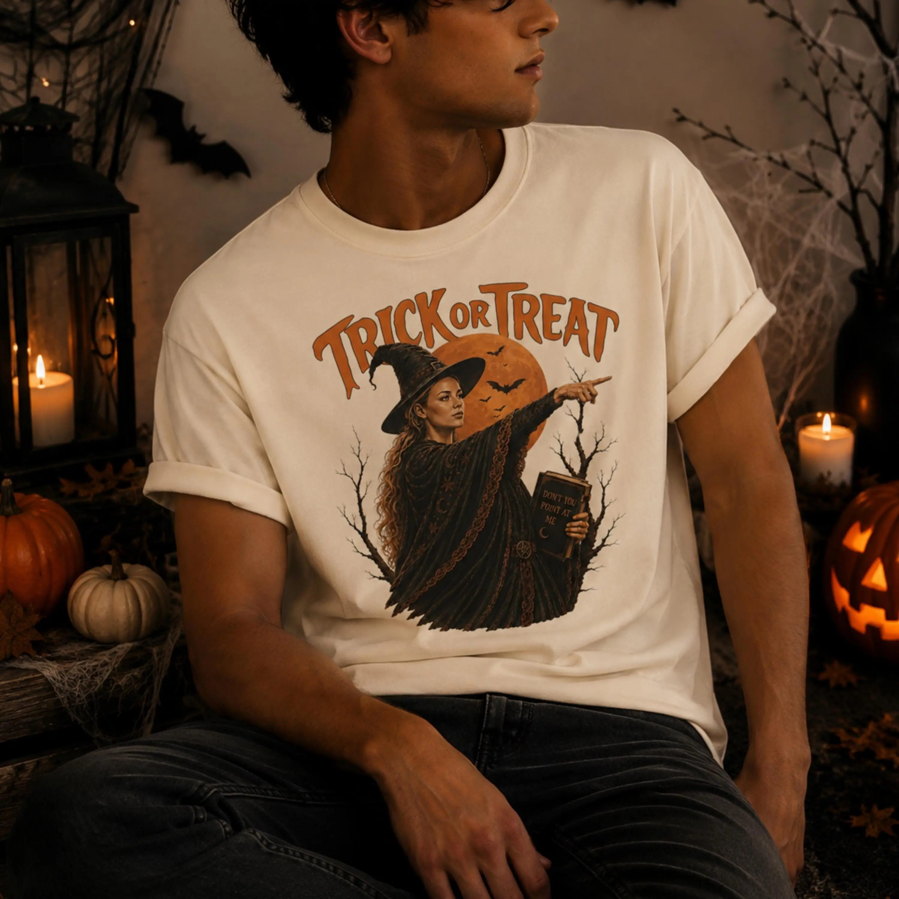 Comfort Colors Basketball Sophie Trick Or Treat Shirt, Don't Point At Me Witch Funny Halloween Season Tee - photo 2