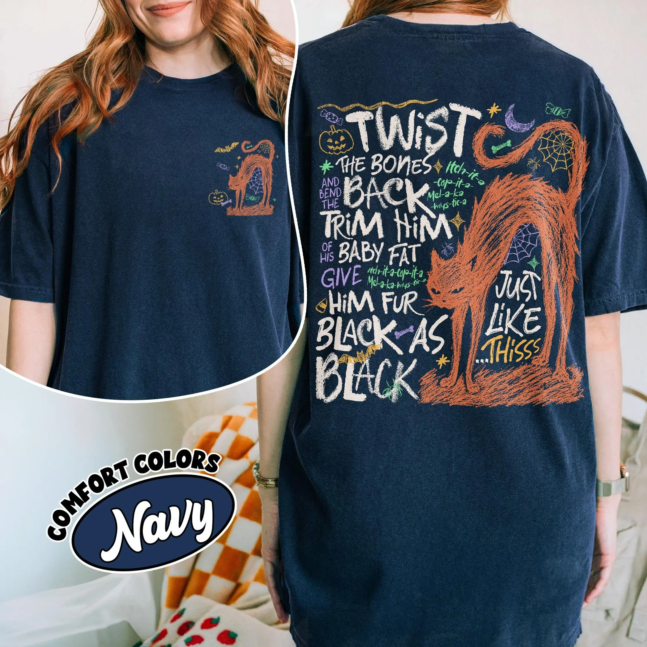 Comfort Colors Black Cat Spooky Season Shirt, Spell Cast Halloween Tee, Funny Witch Sisters Magical Practical Gift - photo 2