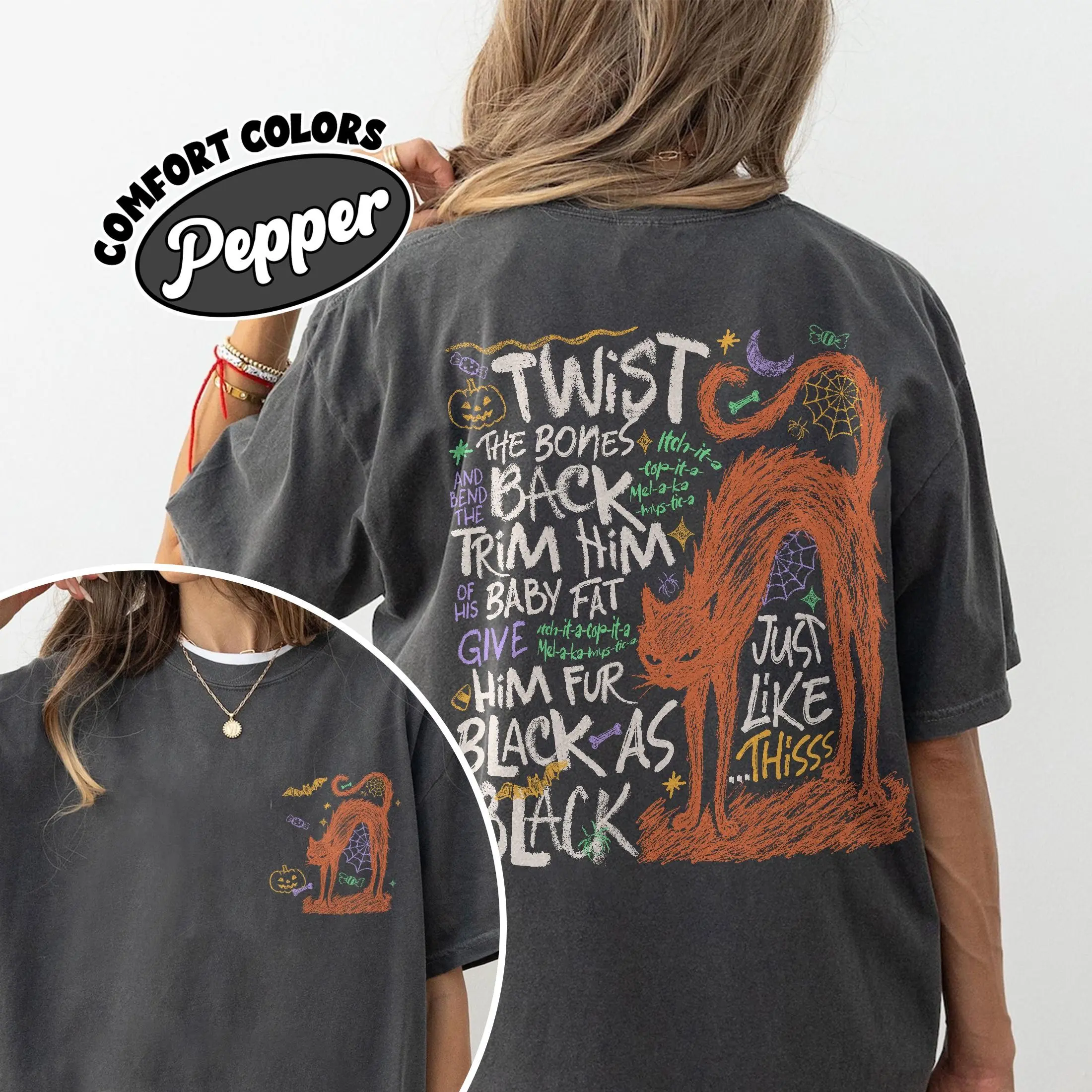Comfort Colors Black Cat Spooky Season Shirt, Spell Cast Halloween Tee, Funny Witch Sisters Magical Practical Gift - photo 3