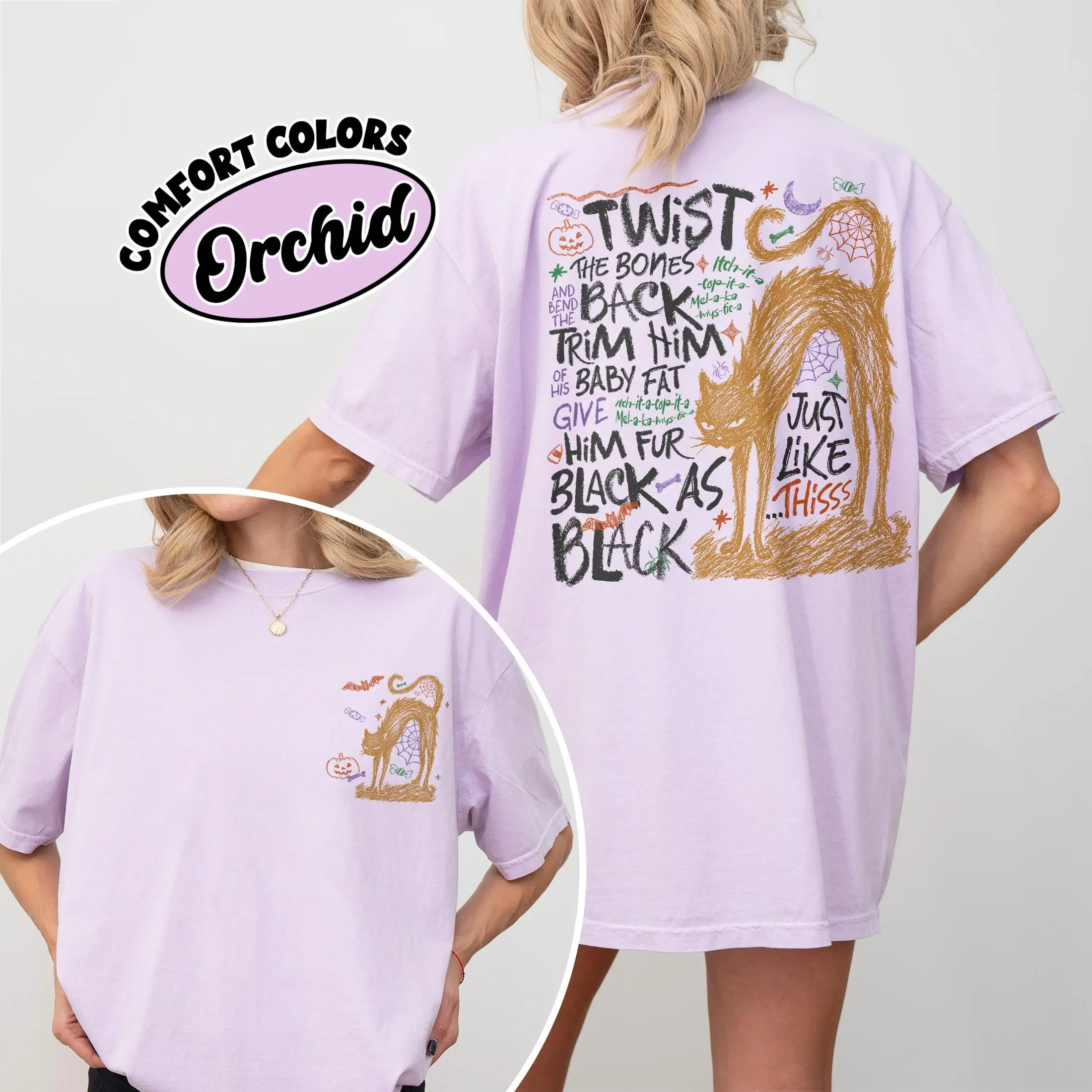 Comfort Colors Black Cat Spooky Season Shirt, Spell Cast Halloween Tee, Funny Witch Sisters Magical Practical Gift - photo 4
