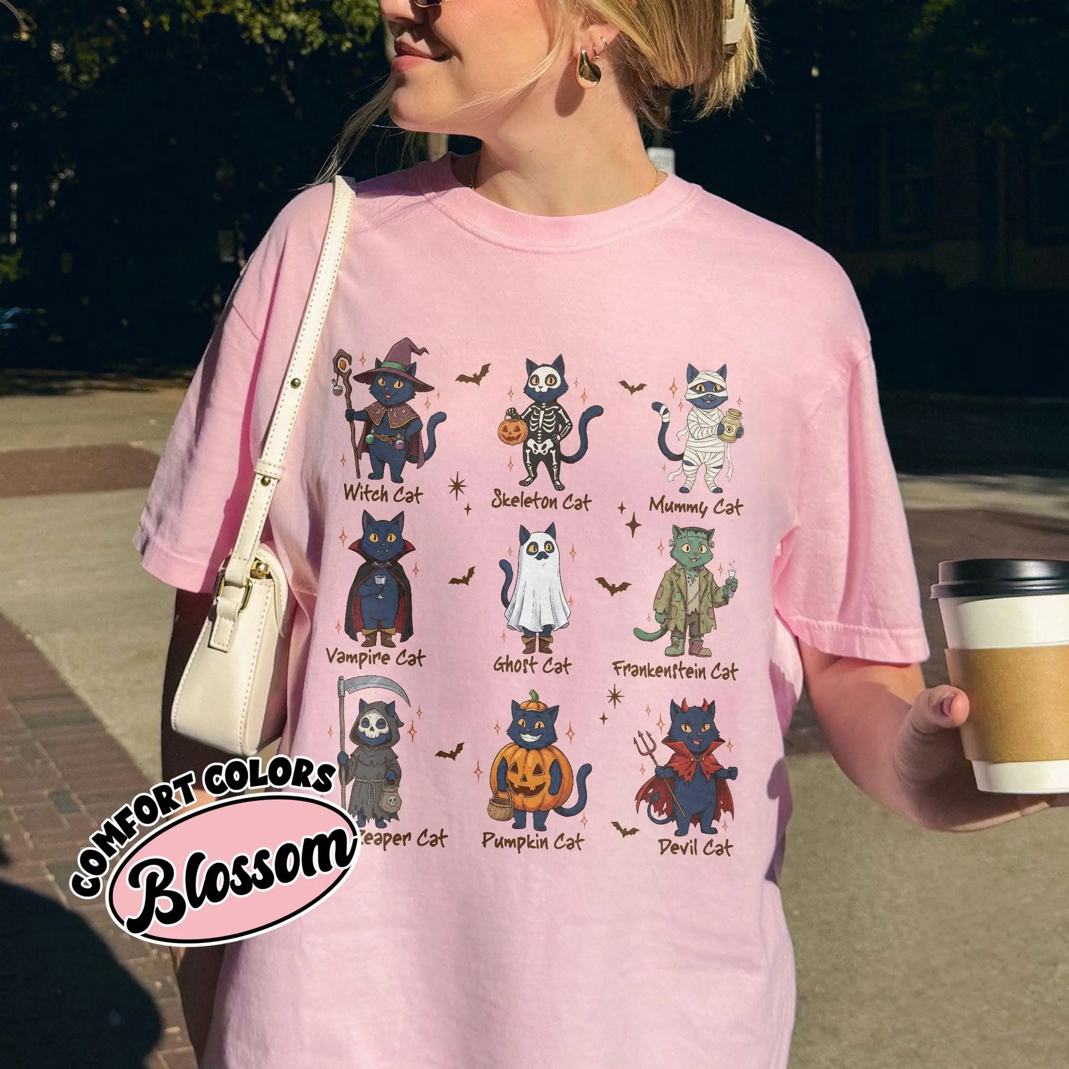Comfort Colors Black Cats Halloween Shirt, Spooky Season Vintage Cat Mom Lover Gift Tee - photo 5