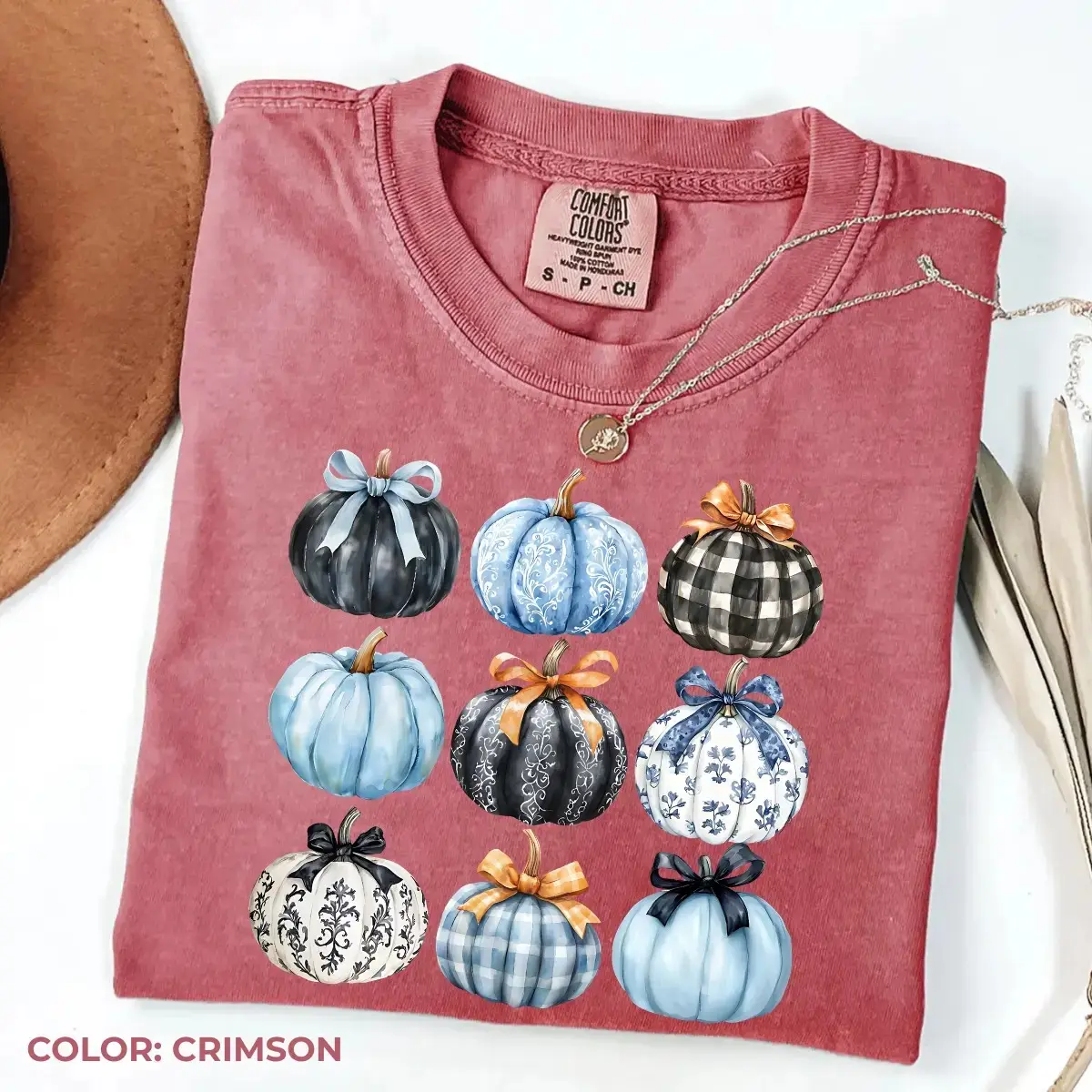 Comfort Colors Blue Bow Pumpkin T-Shirt, Coquette Graphic Tee, Vintage Fall Cute Autumn Cozy Seasonal Gift for Women - photo 5