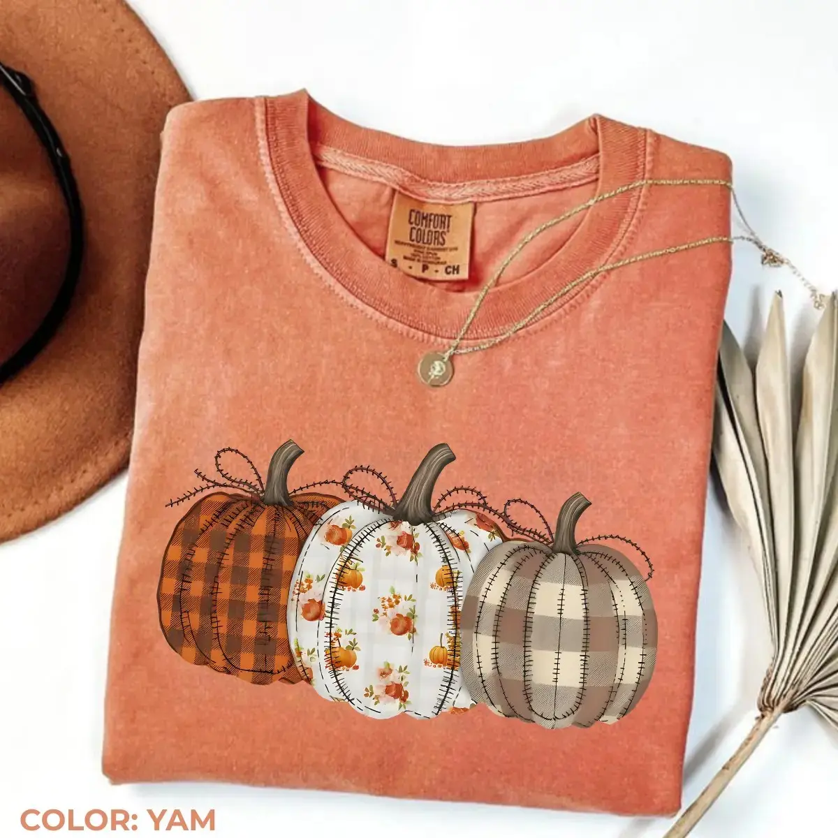 Comfort Colors Boho Fall Pumpkin Patch T-Shirt, Cute Cozy Autumn Harvest Graphic Tee, Thanksgiving Gift - photo 3