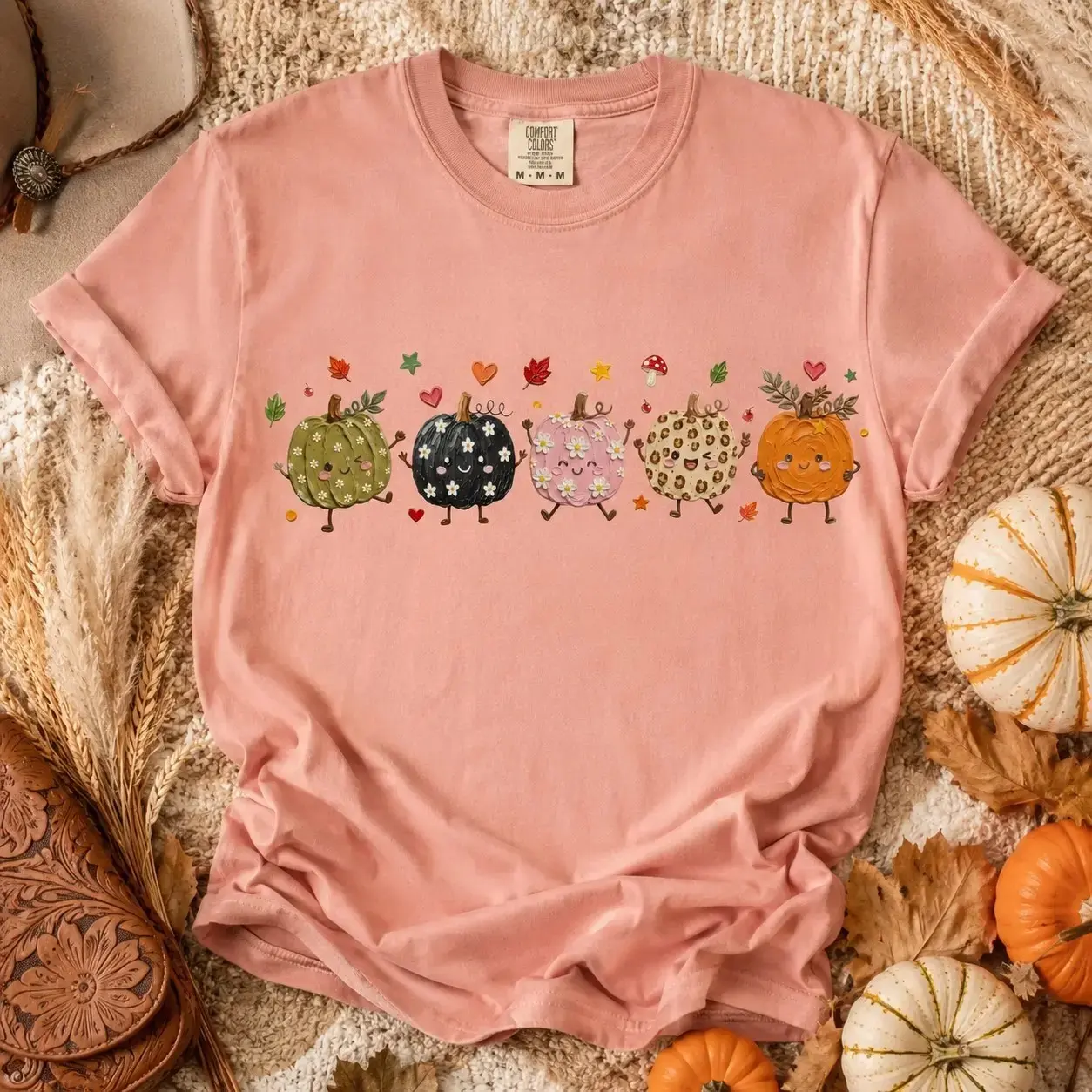 Comfort Colors Boho Pumpkin Doodle Sweatshirt, Cute Trendy Fall Season Autumn Cozy Vibes Halloween Crewneck