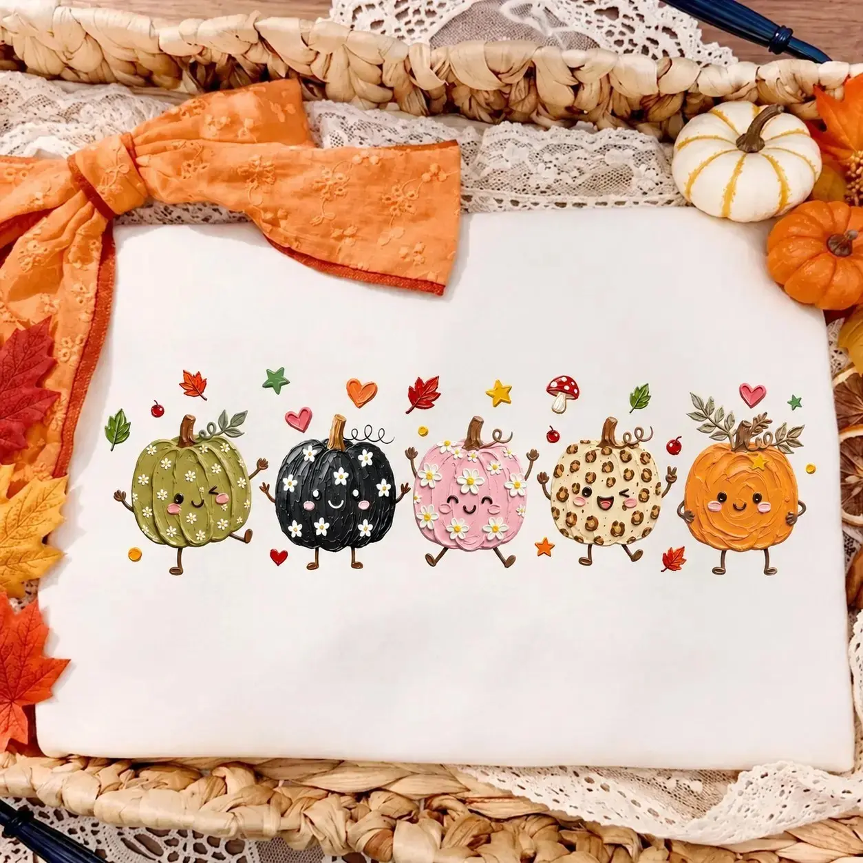 Comfort Colors Boho Pumpkin Doodle Sweatshirt, Cute Trendy Fall Season Autumn Cozy Vibes Halloween Crewneck - photo 2