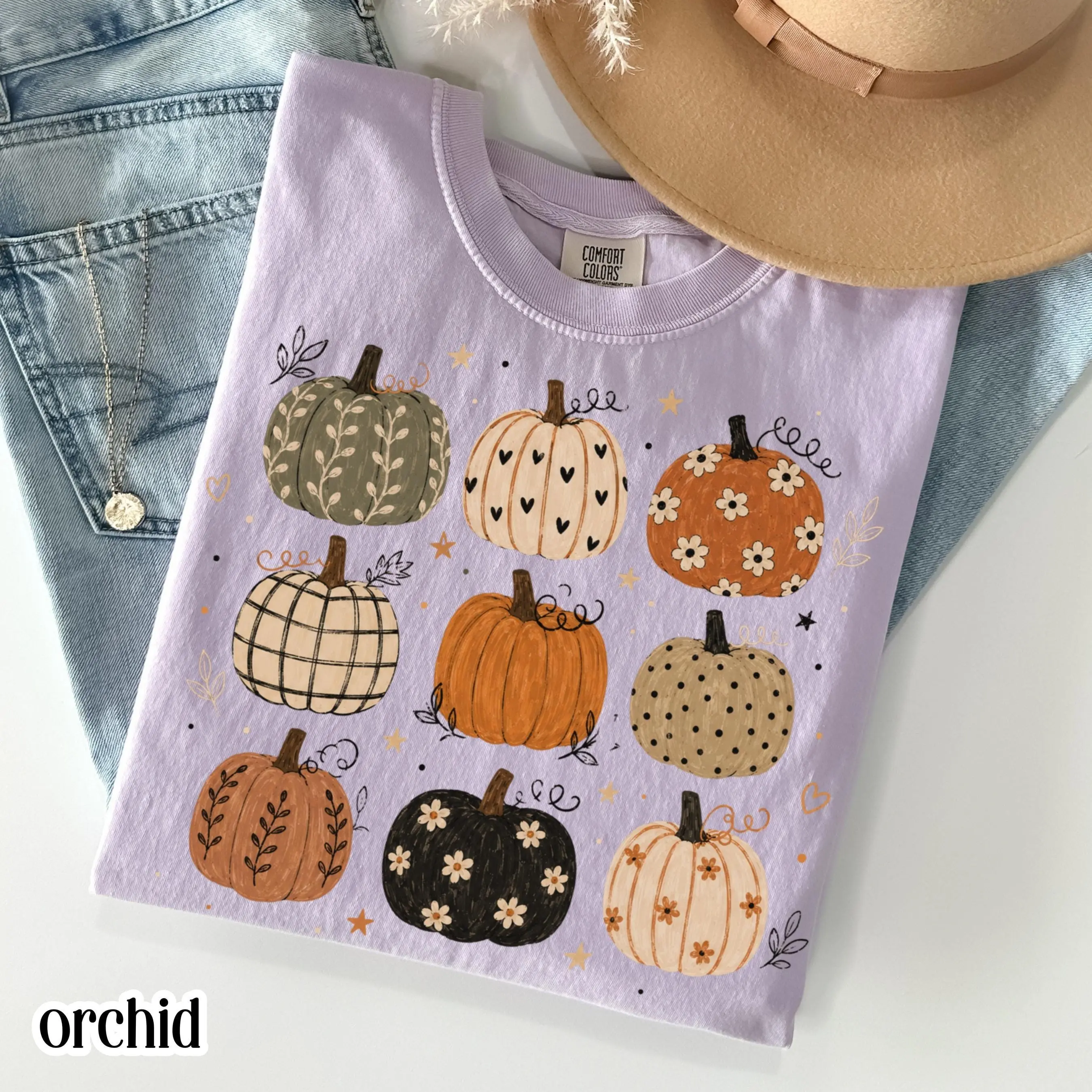 Comfort Colors Boho Pumpkin Hoodie, Cute Fall Pattern Pullover, Autumn Cottagecore Harvest Thanksgiving Gift - photo 5