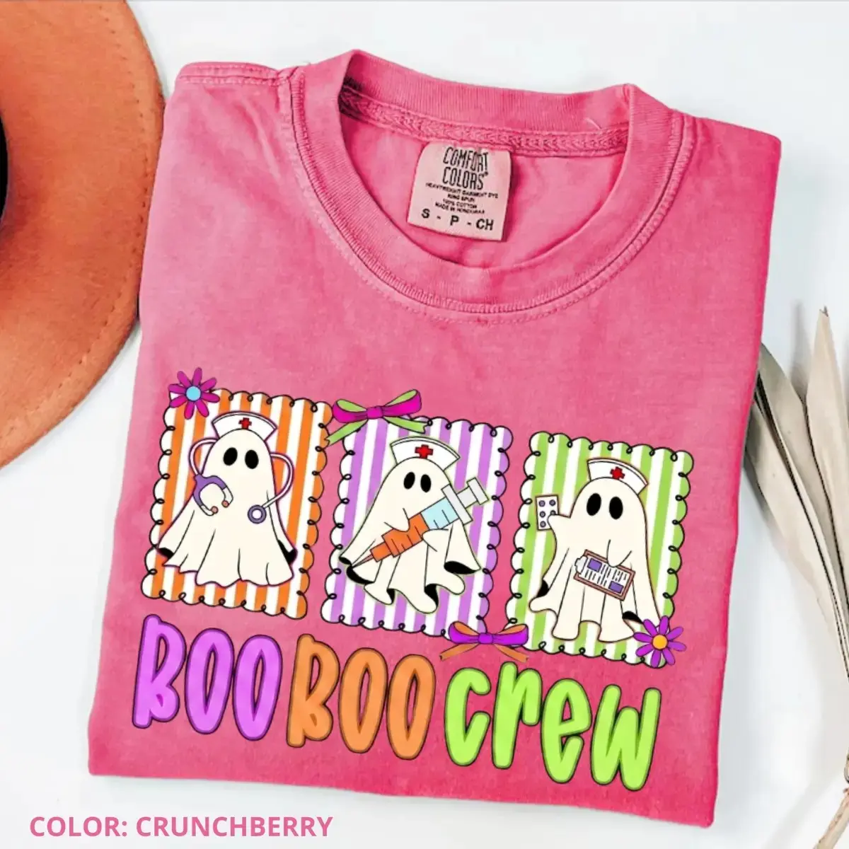 Comfort Colors Boo Boo Crew Halloween Nurse Shirt, Funny Ghost Coquette Spooky Season Medical Tee