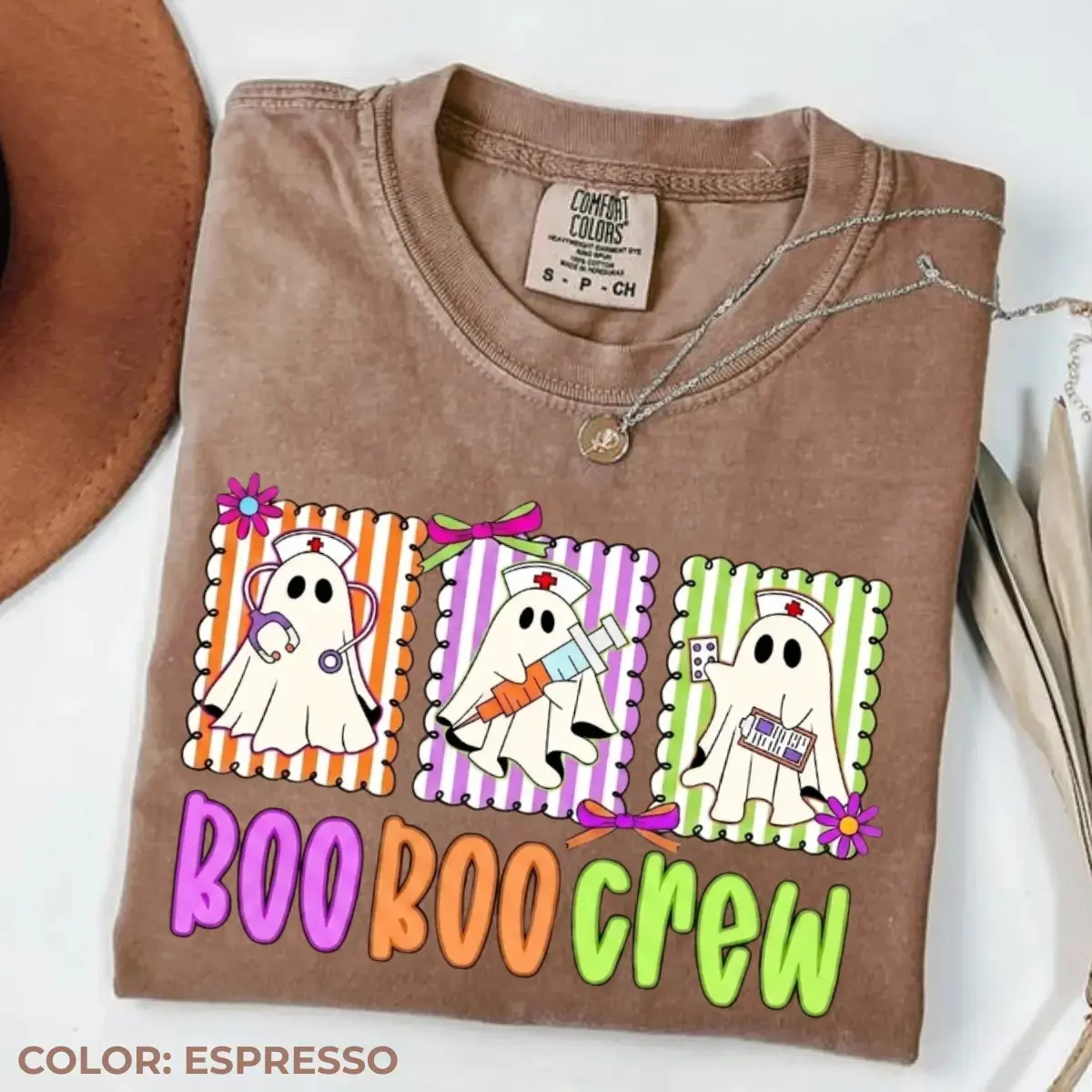 Comfort Colors Boo Boo Crew Halloween Nurse Shirt, Funny Ghost Coquette Spooky Season Medical Tee - photo 3