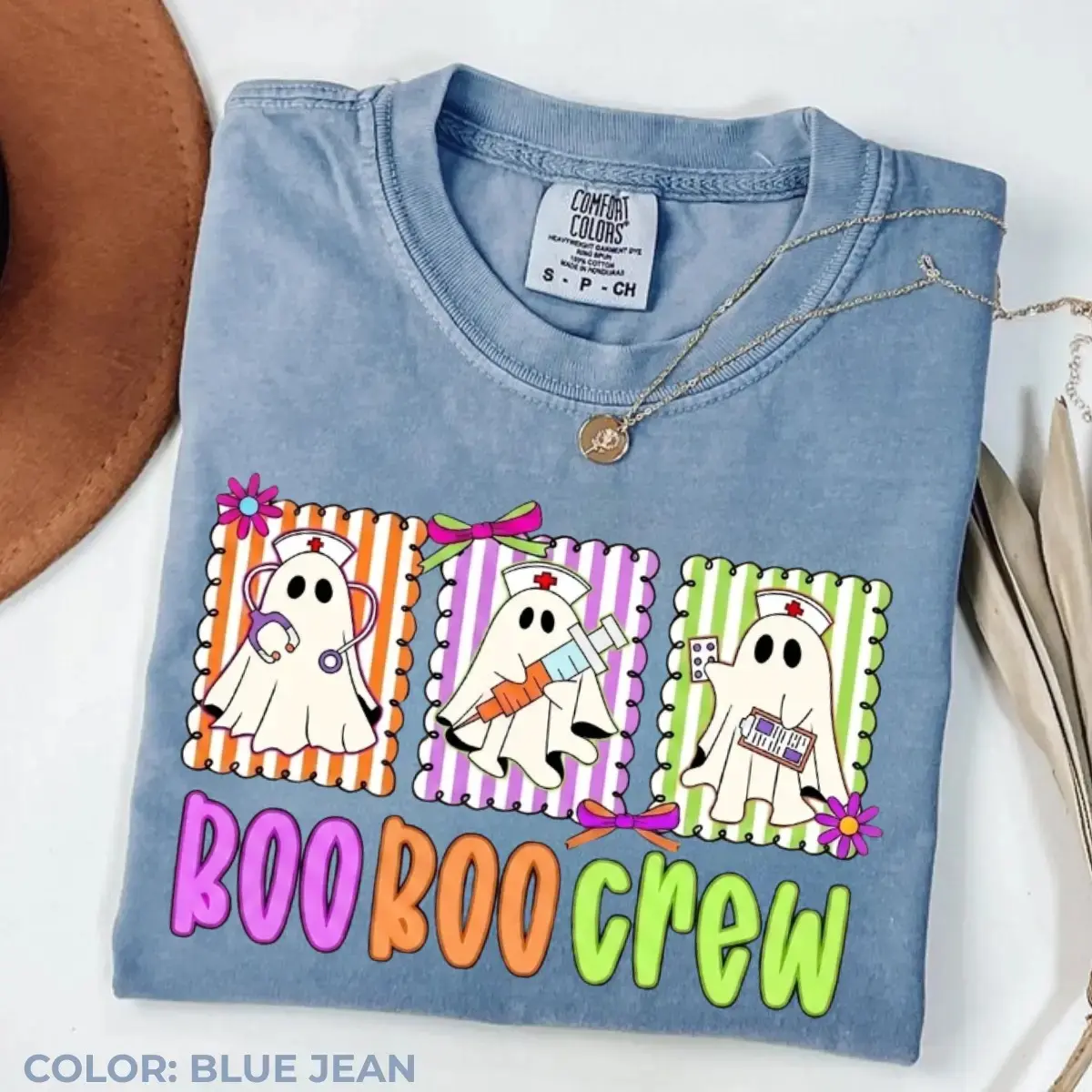 Comfort Colors Boo Boo Crew Halloween Nurse Shirt, Funny Ghost Coquette Spooky Season Medical Tee - photo 5