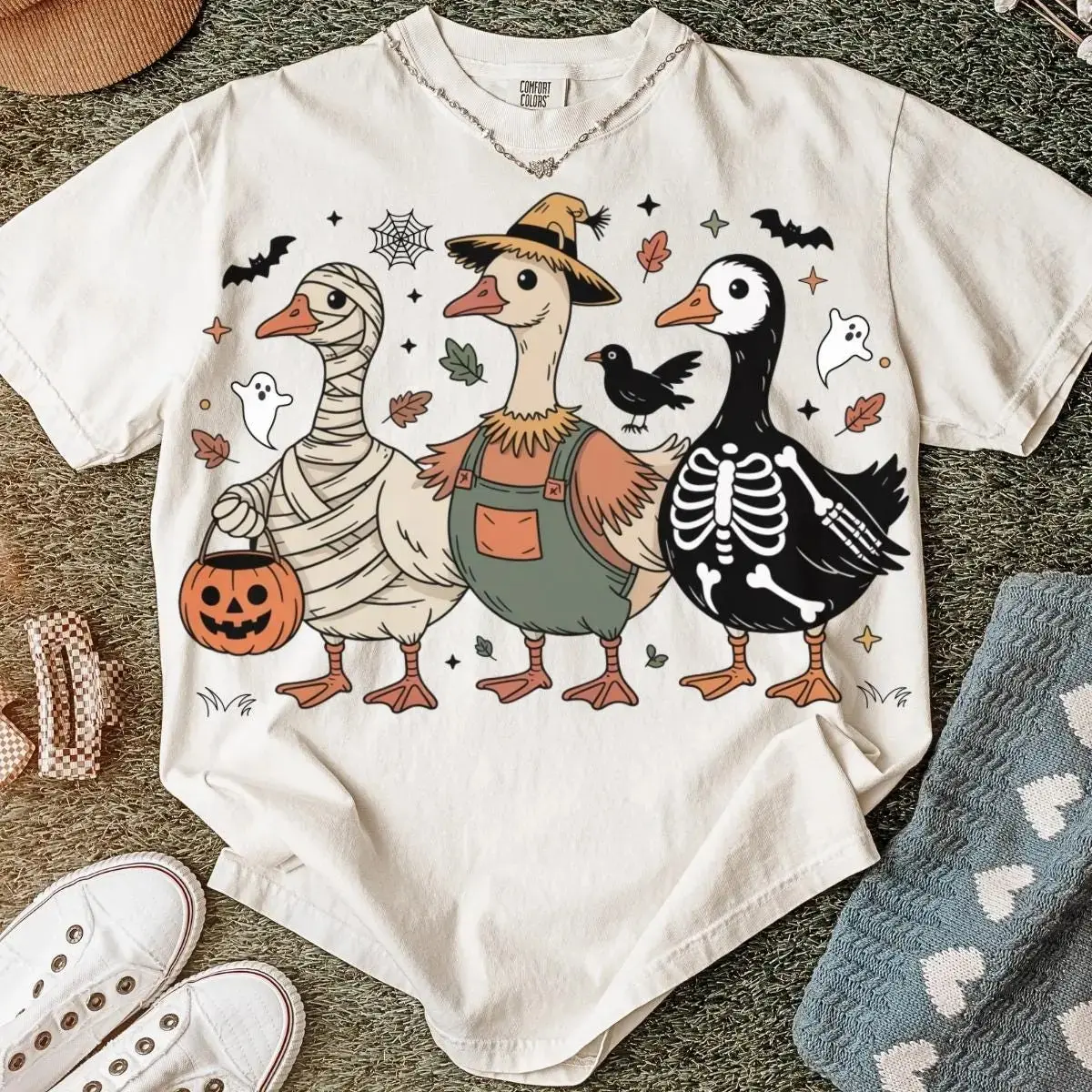 Comfort Colors Boo Ghost Goose Halloween Shirt, Funny Skeleton Pumpkin Cute Silly Autumn Fall Costume Tee - photo 5