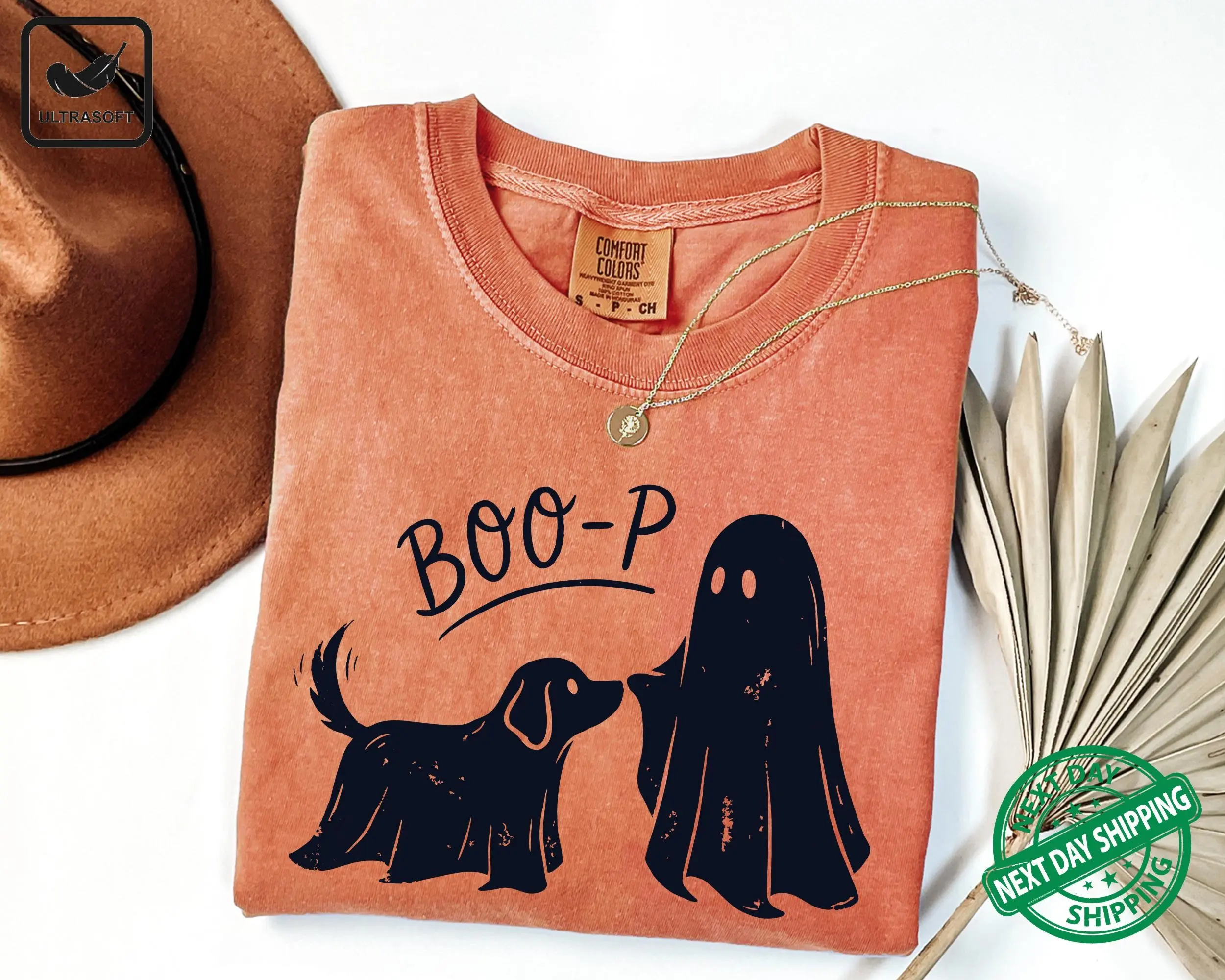 Comfort Colors Boo-p Ghost Dog T-Shirt, Funny Cute Halloween Mom And Pet Lover Tee - photo 2