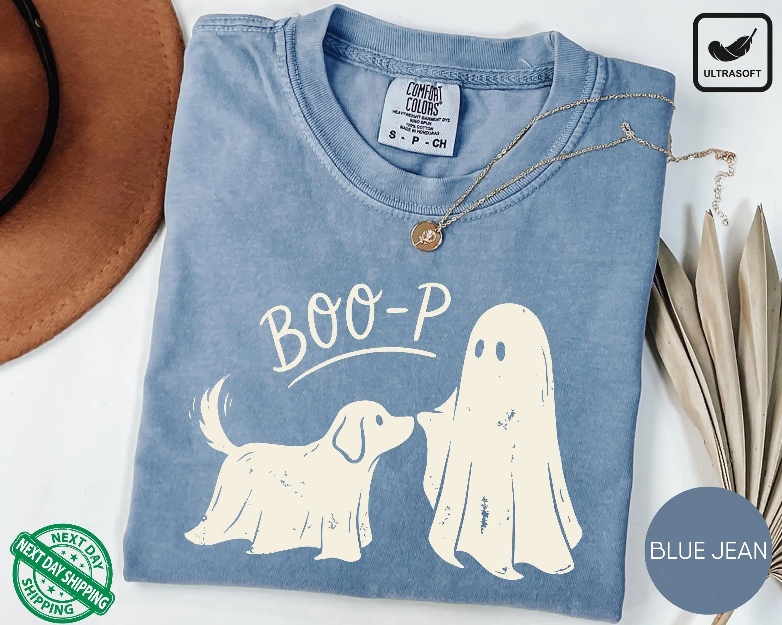 Comfort Colors Boo-p Ghost Dog T-Shirt, Funny Cute Halloween Mom And Pet Lover Tee - photo 5