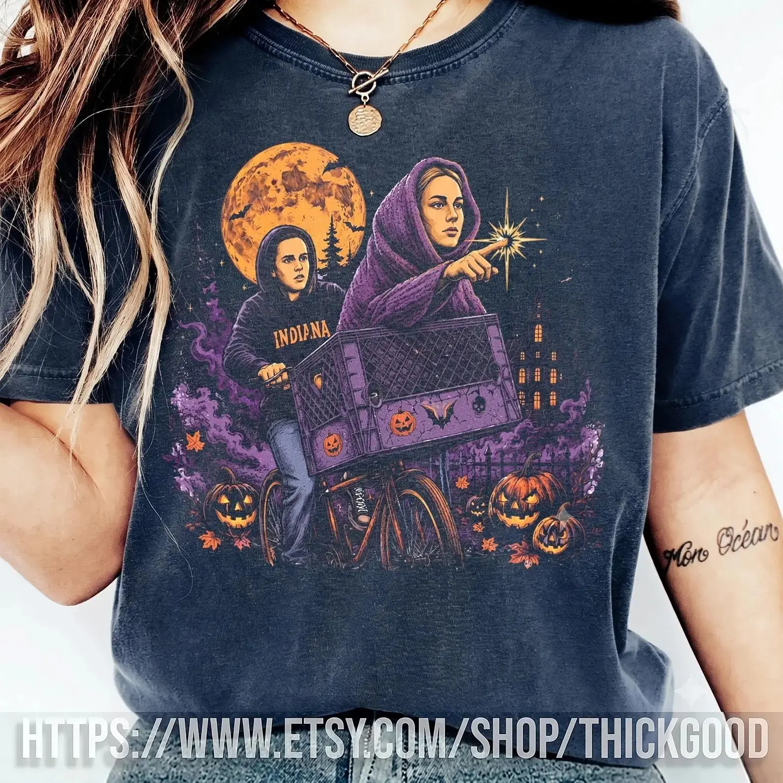 Comfort Colors Caitlin Sophie Shirt, Basketball Halloween Parody Retro Movie Bicycle Indiana Fan Tee - photo 3