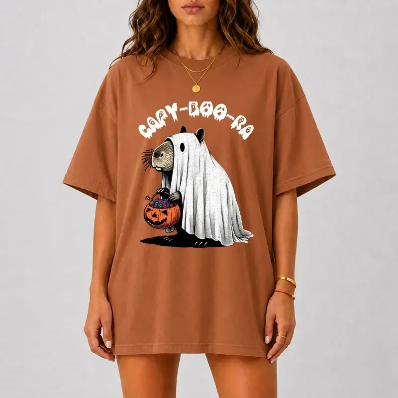 Comfort Colors Capybara Halloween Shirt, Cute Capy Boo Ra Ghost Funny Pumpkin Tee, Spooky Season Fall Animal Gift