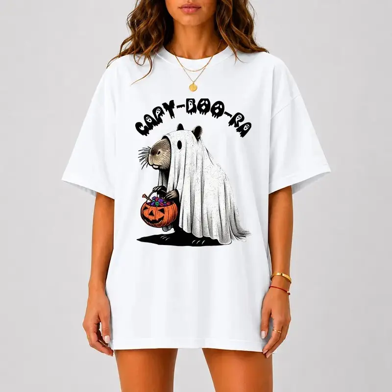 Comfort Colors Capybara Halloween Shirt, Cute Capy Boo Ra Ghost Funny Pumpkin Tee, Spooky Season Fall Animal Gift - photo 2