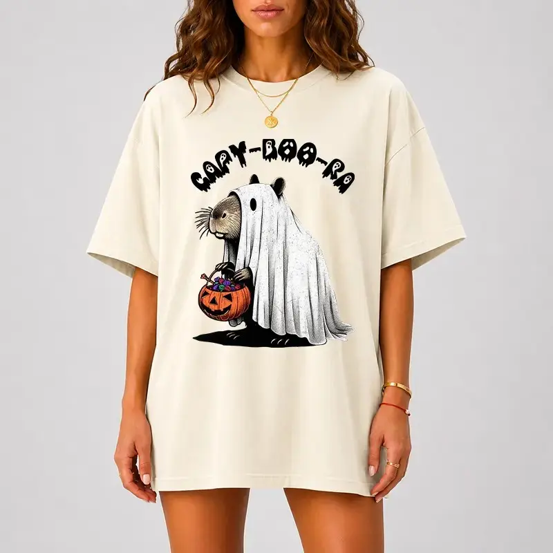 Comfort Colors Capybara Halloween Shirt, Cute Capy Boo Ra Ghost Funny Pumpkin Tee, Spooky Season Fall Animal Gift - photo 3