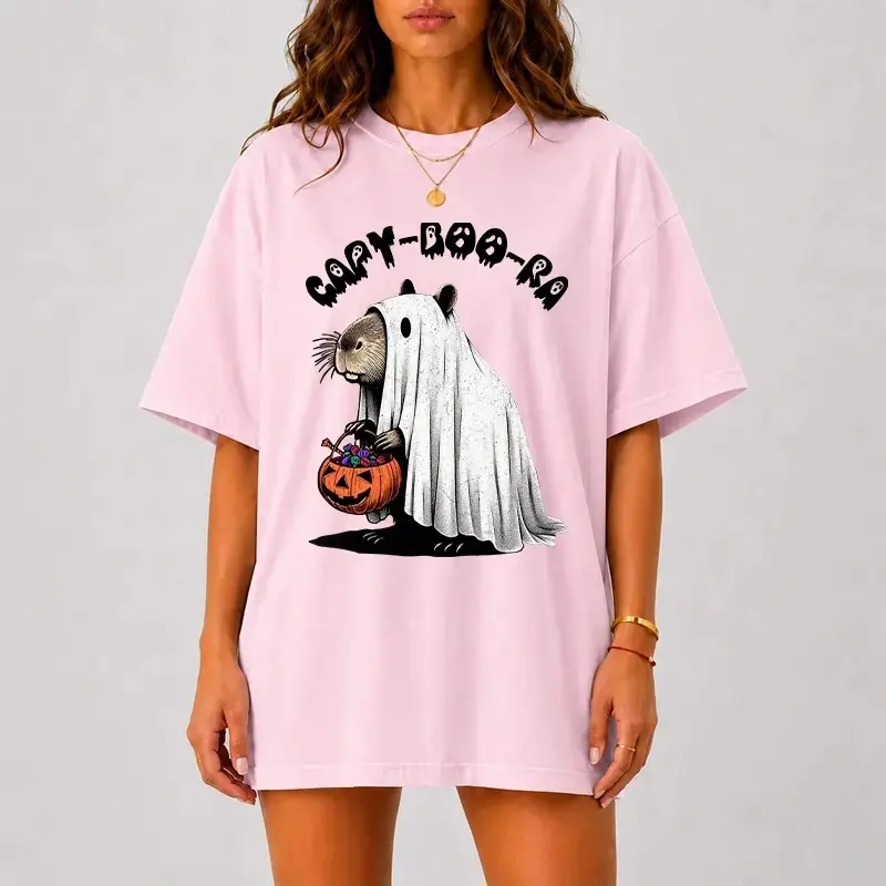 Comfort Colors Capybara Halloween Shirt, Cute Capy Boo Ra Ghost Funny Pumpkin Tee, Spooky Season Fall Animal Gift - photo 4