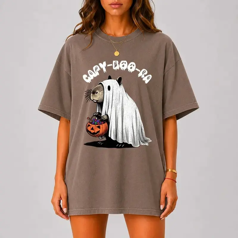 Comfort Colors Capybara Halloween Shirt, Cute Capy Boo Ra Ghost Funny Pumpkin Tee, Spooky Season Fall Animal Gift - photo 5