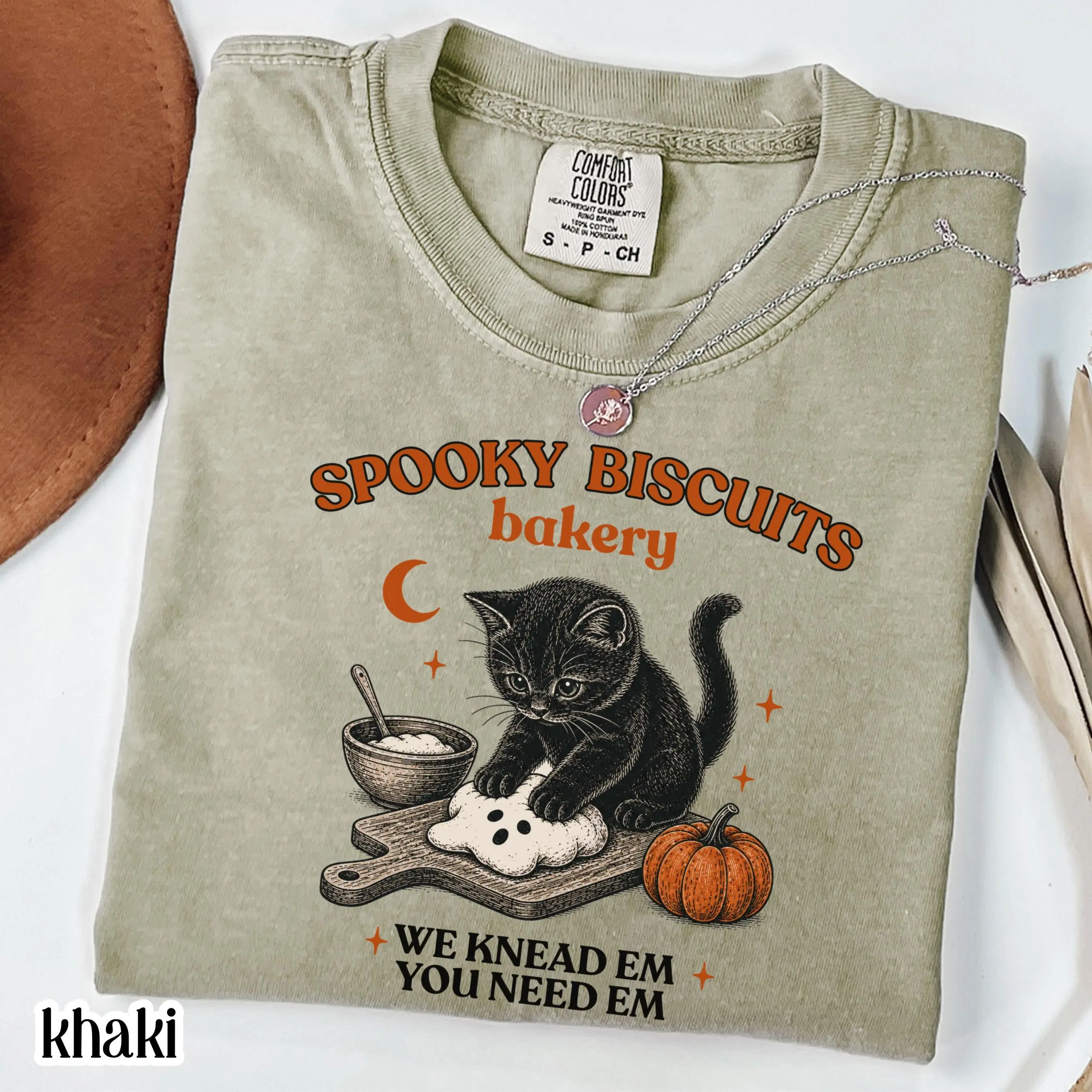 Comfort Colors Cat Biscuits Shirt, Vintage Baking Black Pumpkin Lover Spooky Season Fall Halloween Tee