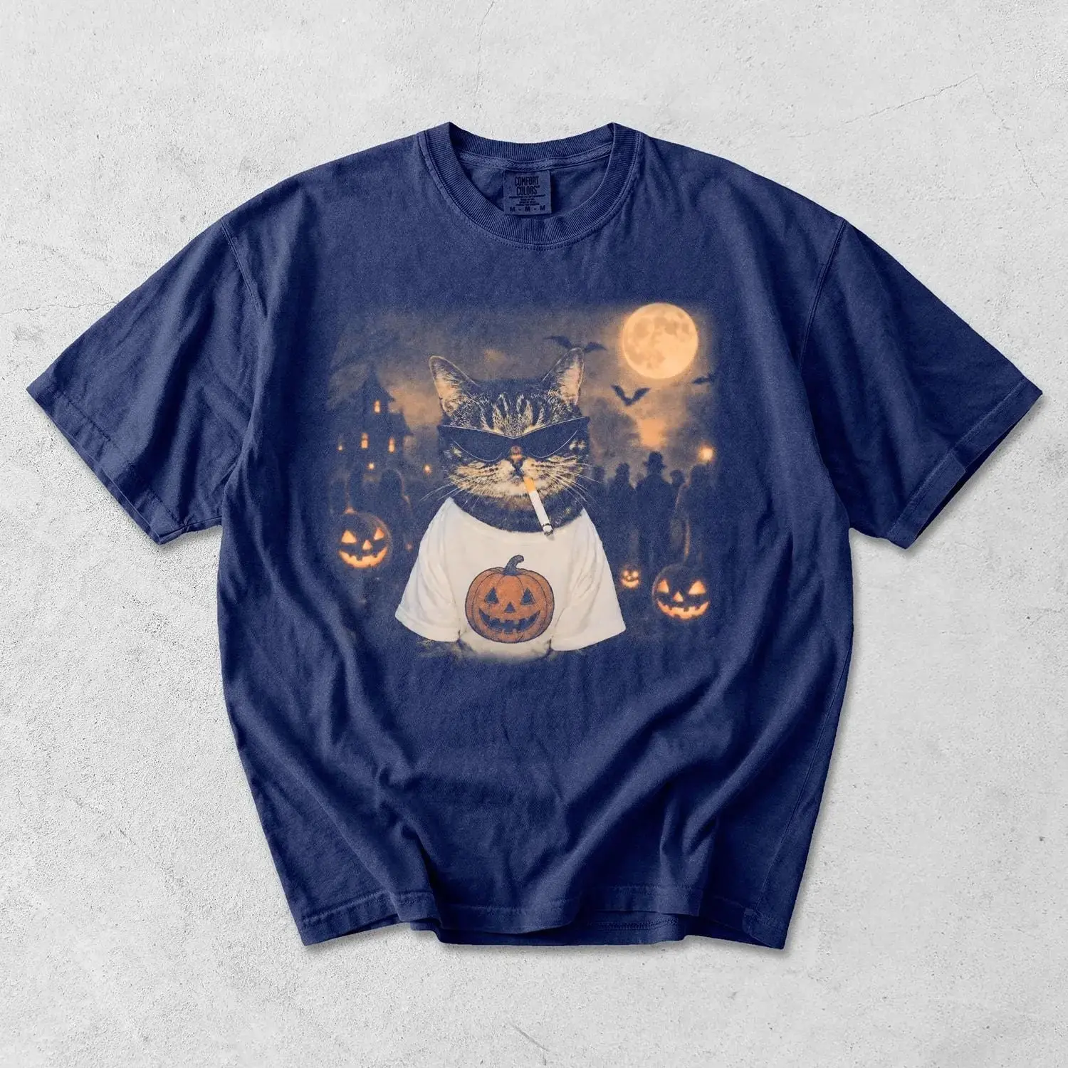 Comfort Colors Witch Cat Halloween Shirt for Women, Spooky Season Cute Kitty Lover Graphic Tee - photo 5